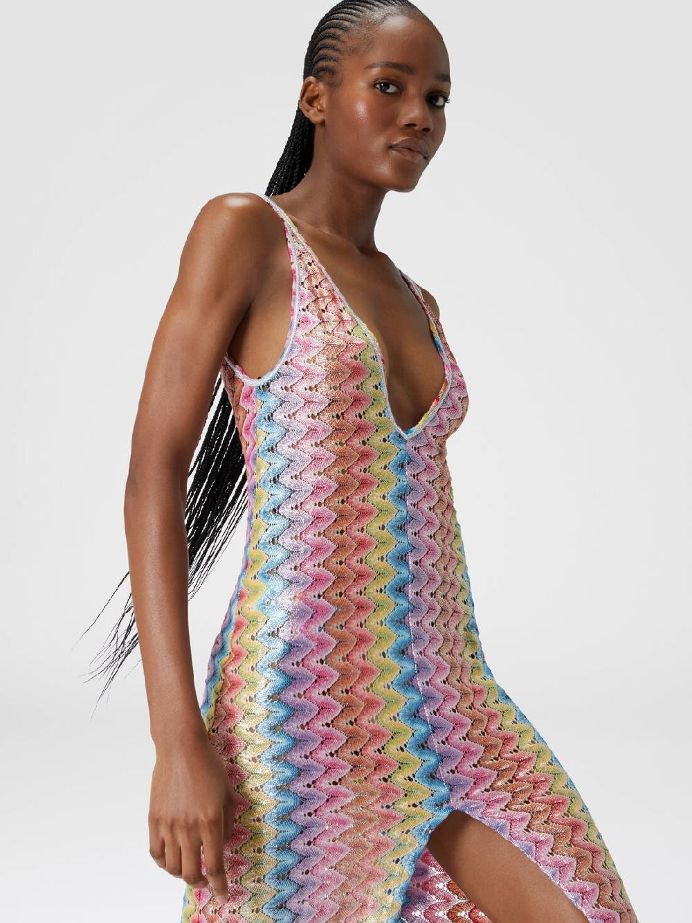 Missoni Abito copricostume lungo con scollatura a V e spacco Convenienza