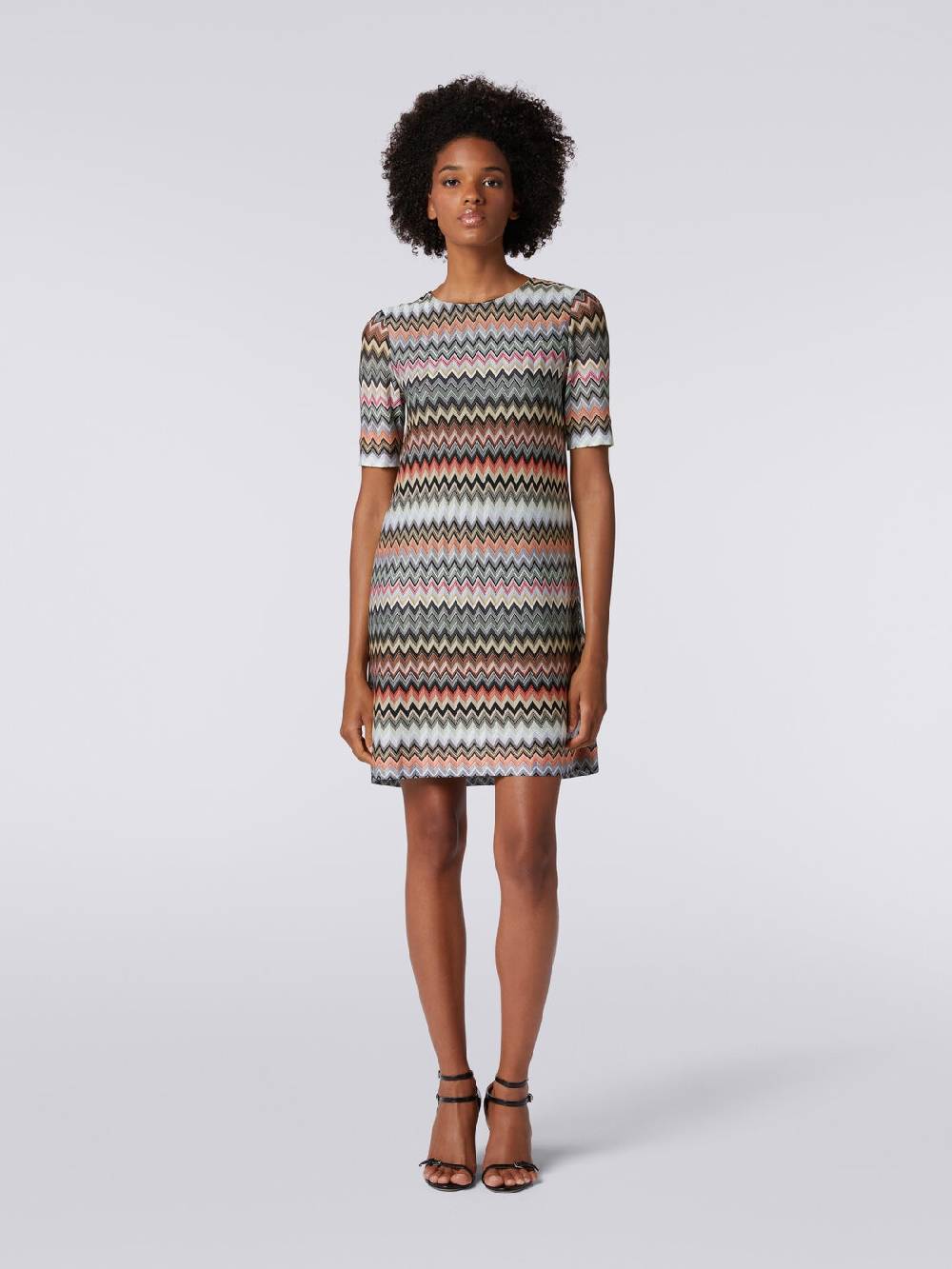 Missoni Abito a maniche corte in cotone e viscosa zig zag Saldi