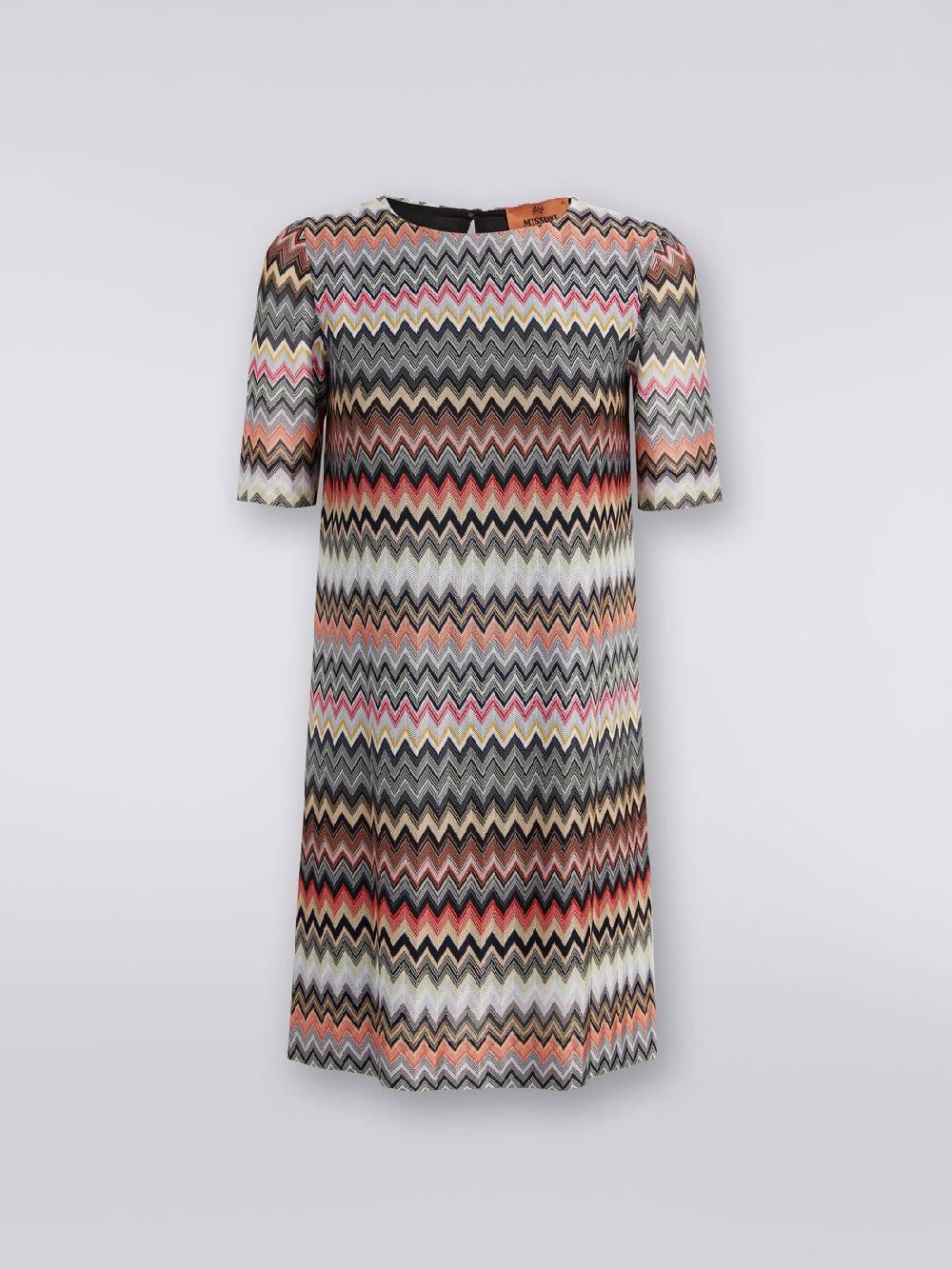 Missoni Abito a maniche corte in cotone e viscosa zig zag Saldi