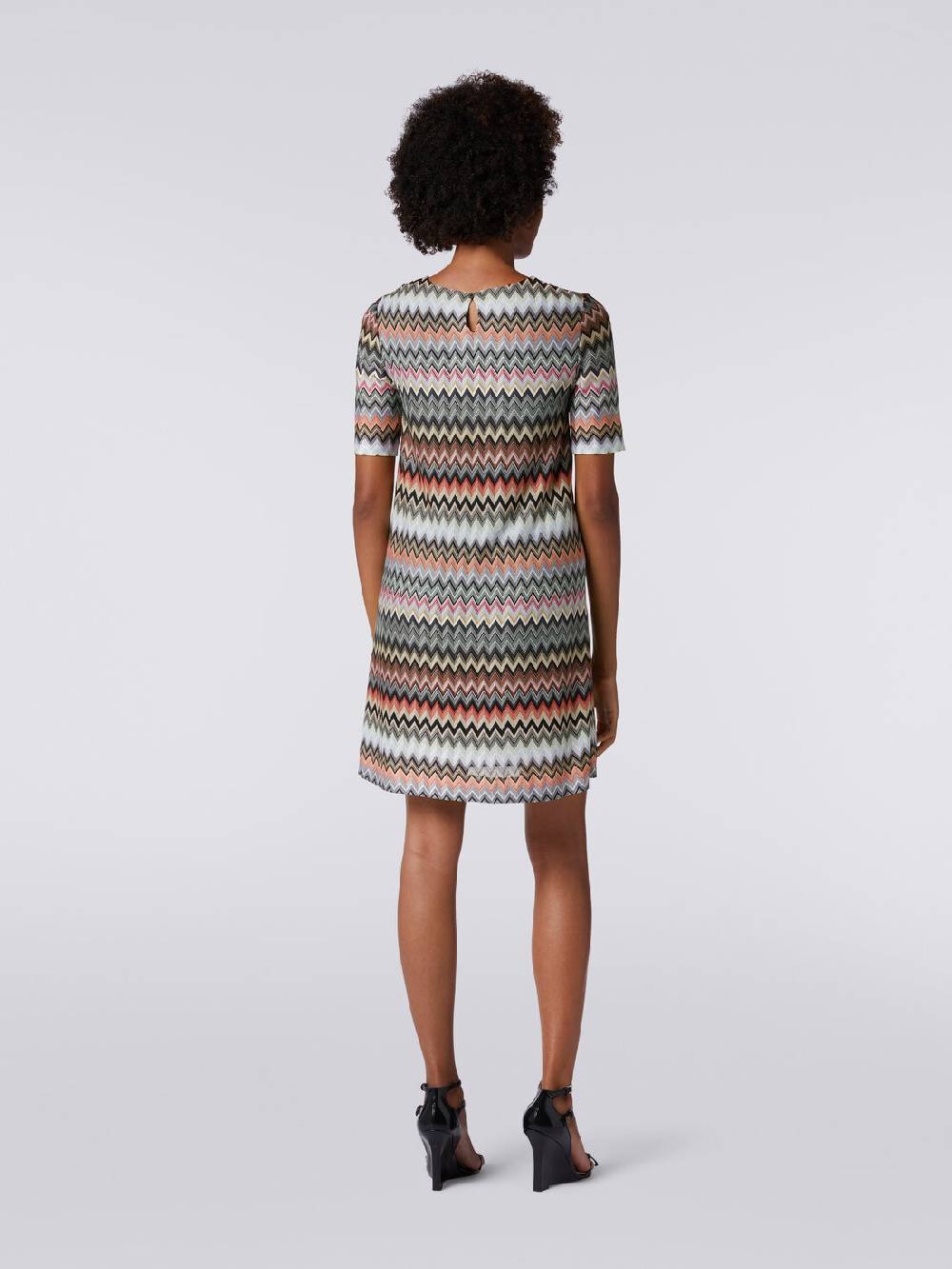 Missoni Abito a maniche corte in cotone e viscosa zig zag Saldi