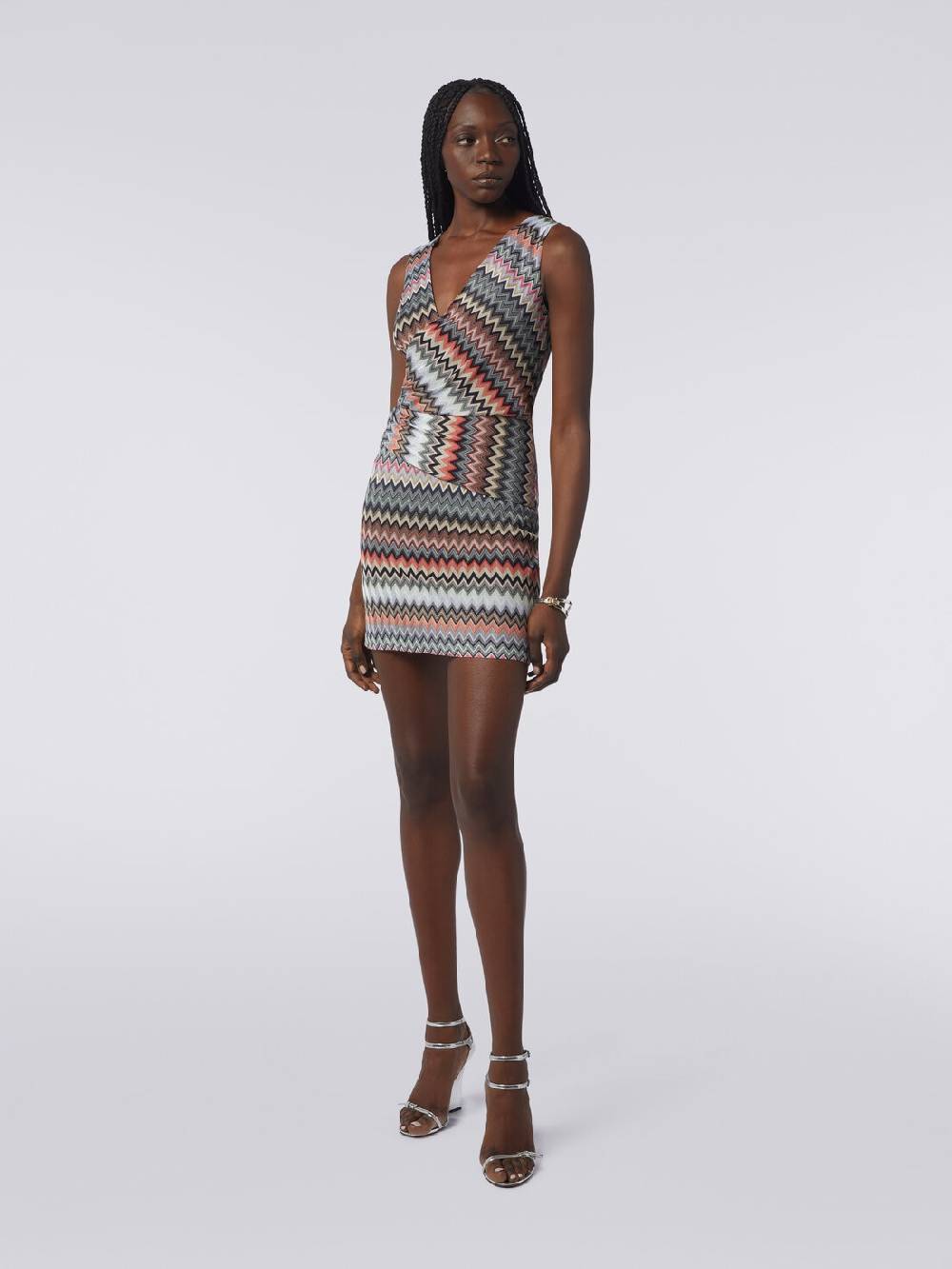 Missoni Mini-abito con scollatura a V in cotone e viscosa zig zag Offerte