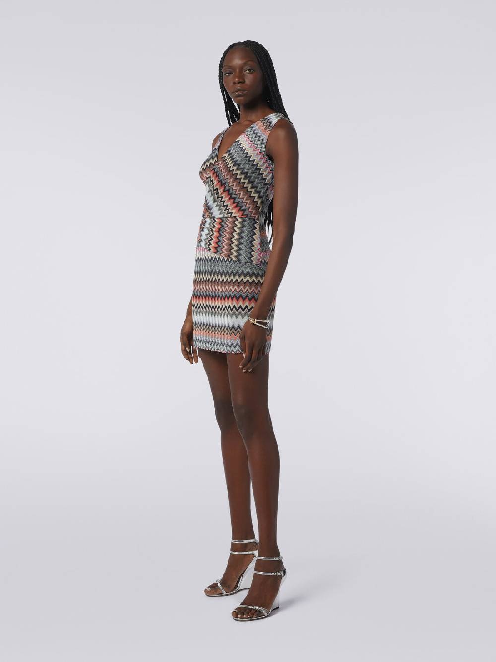 Missoni Mini-abito con scollatura a V in cotone e viscosa zig zag Offerte