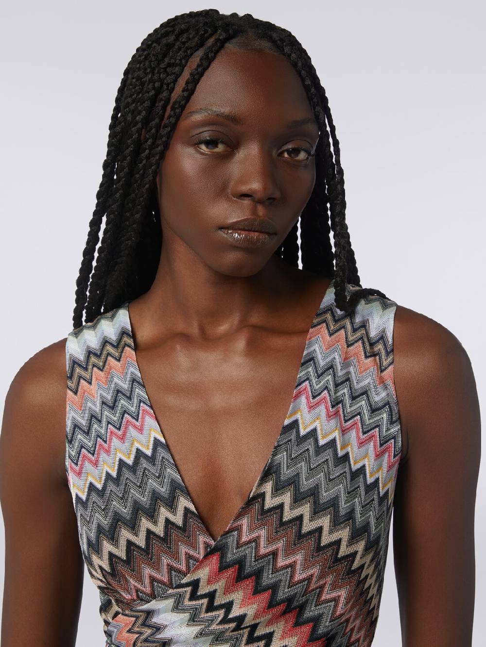 Missoni Mini-abito con scollatura a V in cotone e viscosa zig zag Offerte