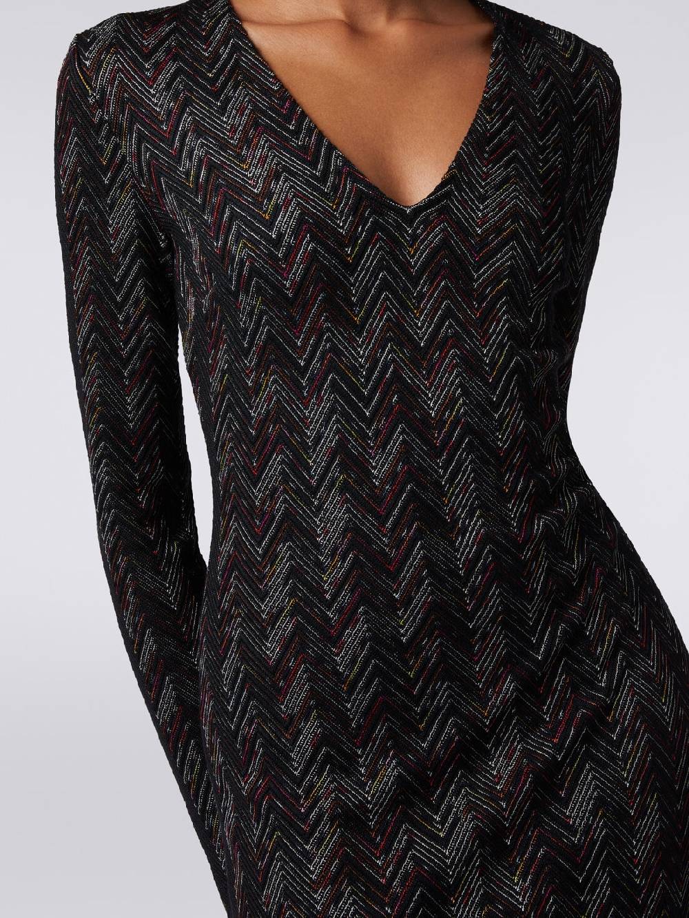 Missoni Abito lungo con scollatura a V in lana e viscosa zig zag Hotsell