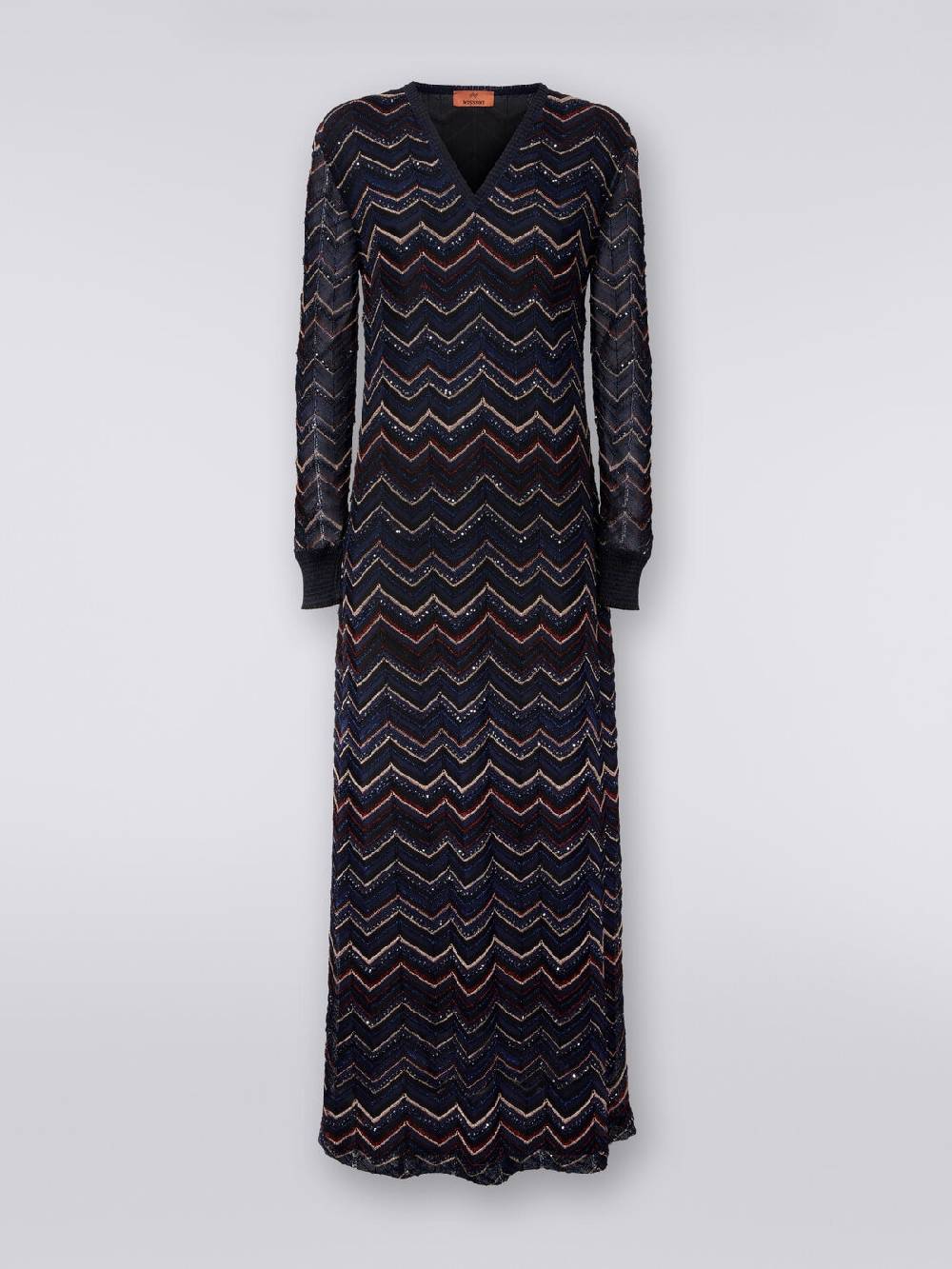 Missoni Abito lungo in maglia zig zag con scollatura a V e lurex Vendita Calda
