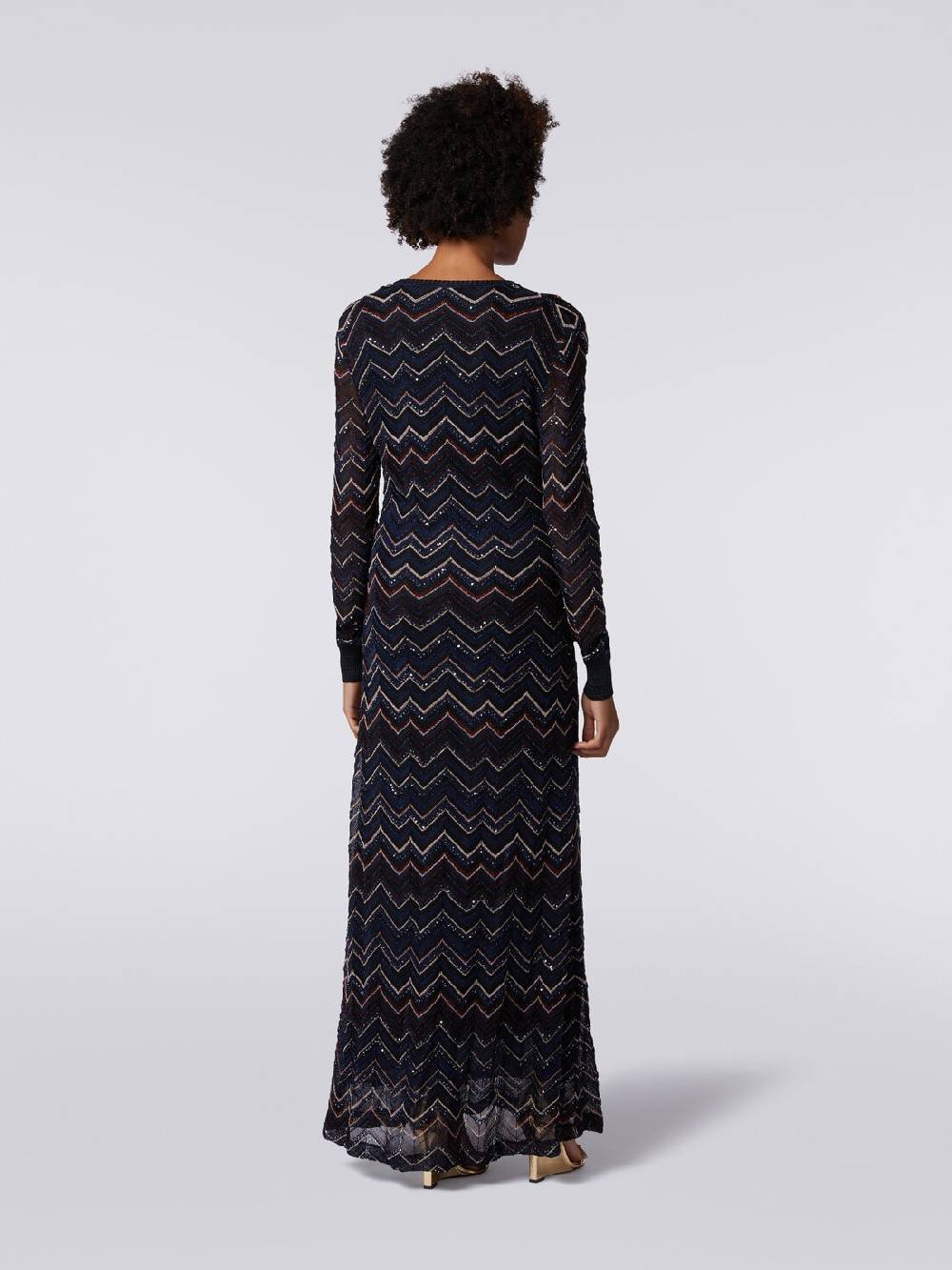 Missoni Abito lungo in maglia zig zag con scollatura a V e lurex Vendita Calda
