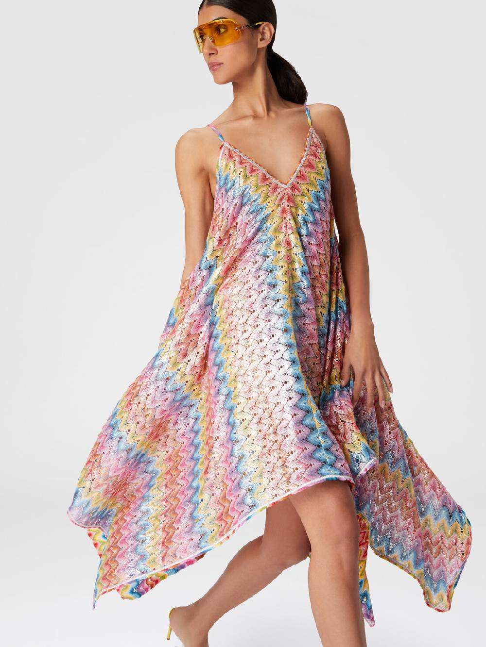 Missoni Abito copricostume a foulard in pizzo spalmato Vendita Economica