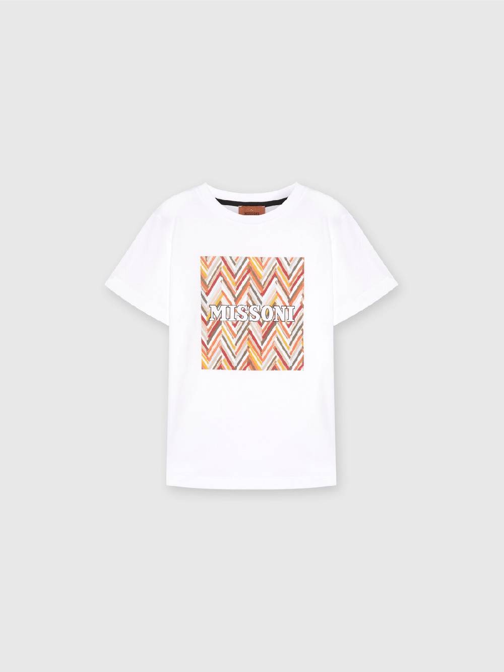 Missoni T-shirt in jersey di cotone con stampa chevron e logo Promozione