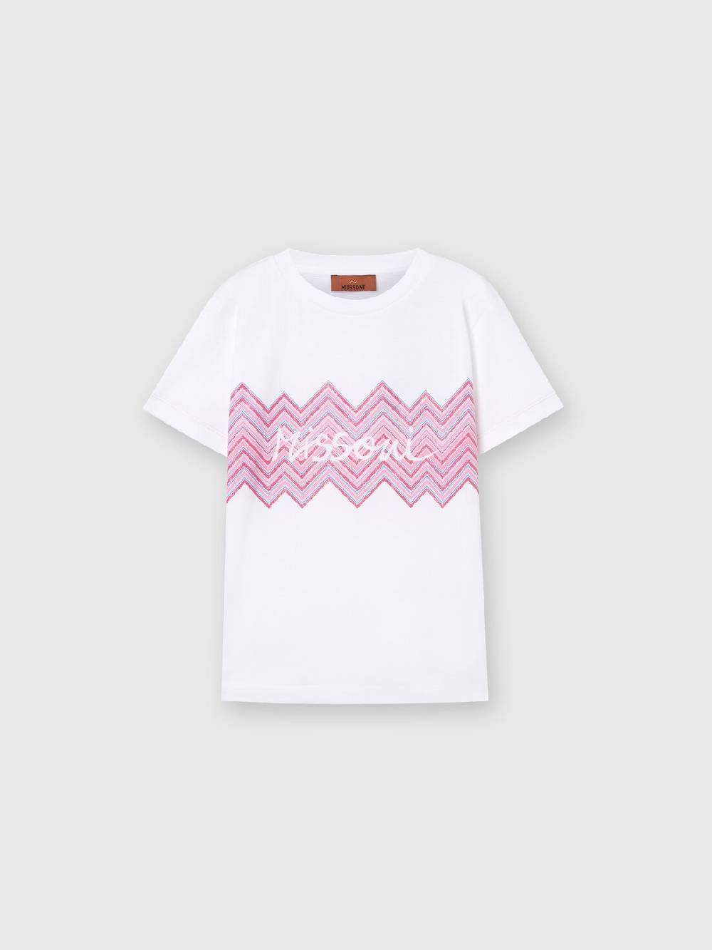 Missoni T-shirt in jersey di cotone con inserto chevron e logo Spedizione Gratuita