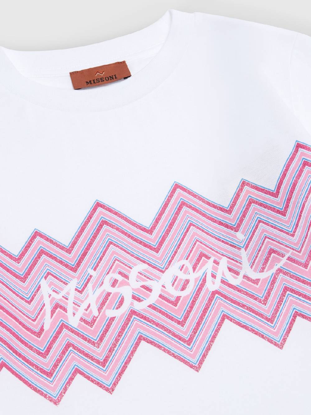 Missoni T-shirt in jersey di cotone con inserto chevron e logo Spedizione Gratuita