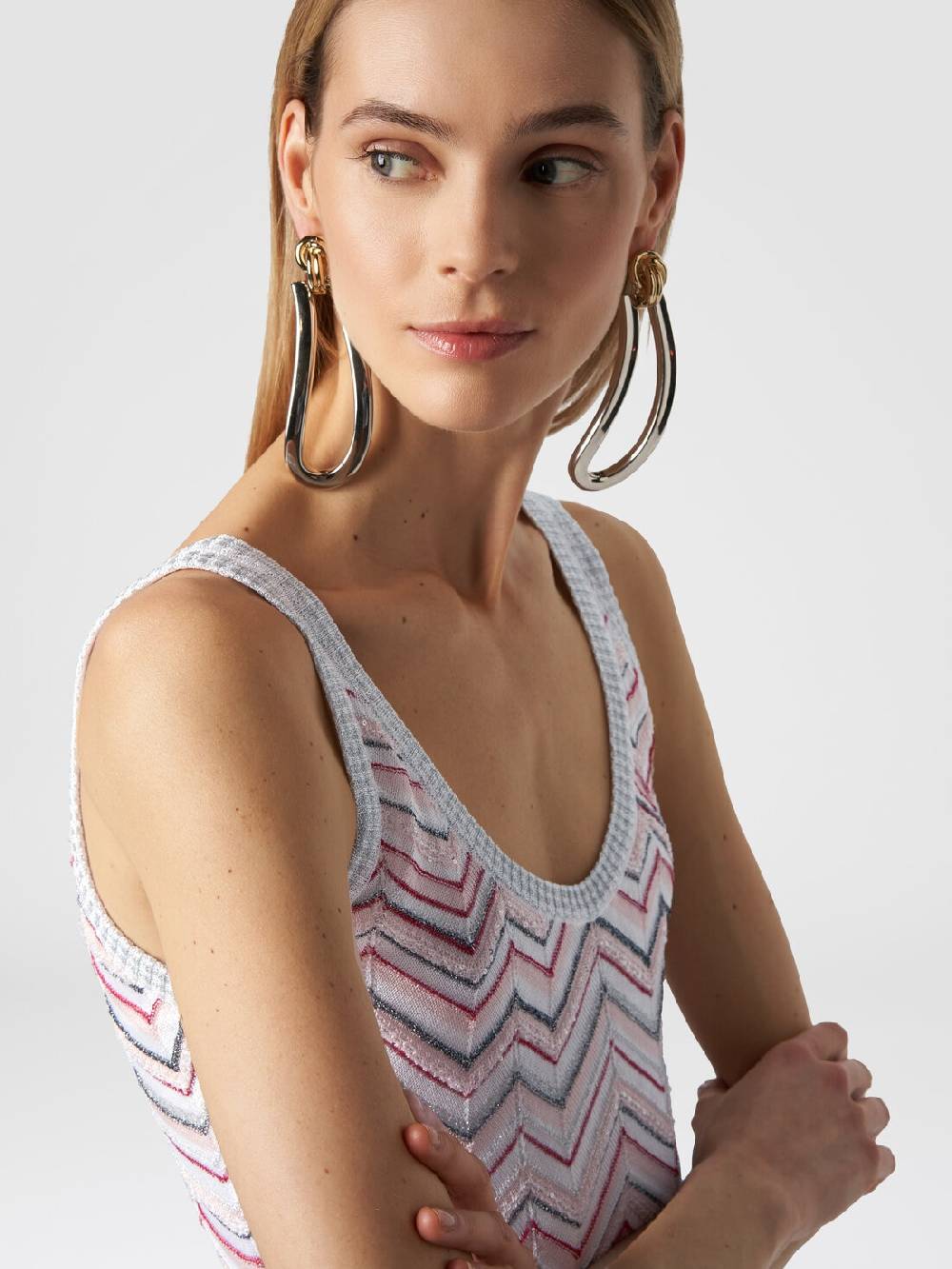 Missoni Mini-abito senza maniche in misto viscosa zig zag con paillettes Shopping Online