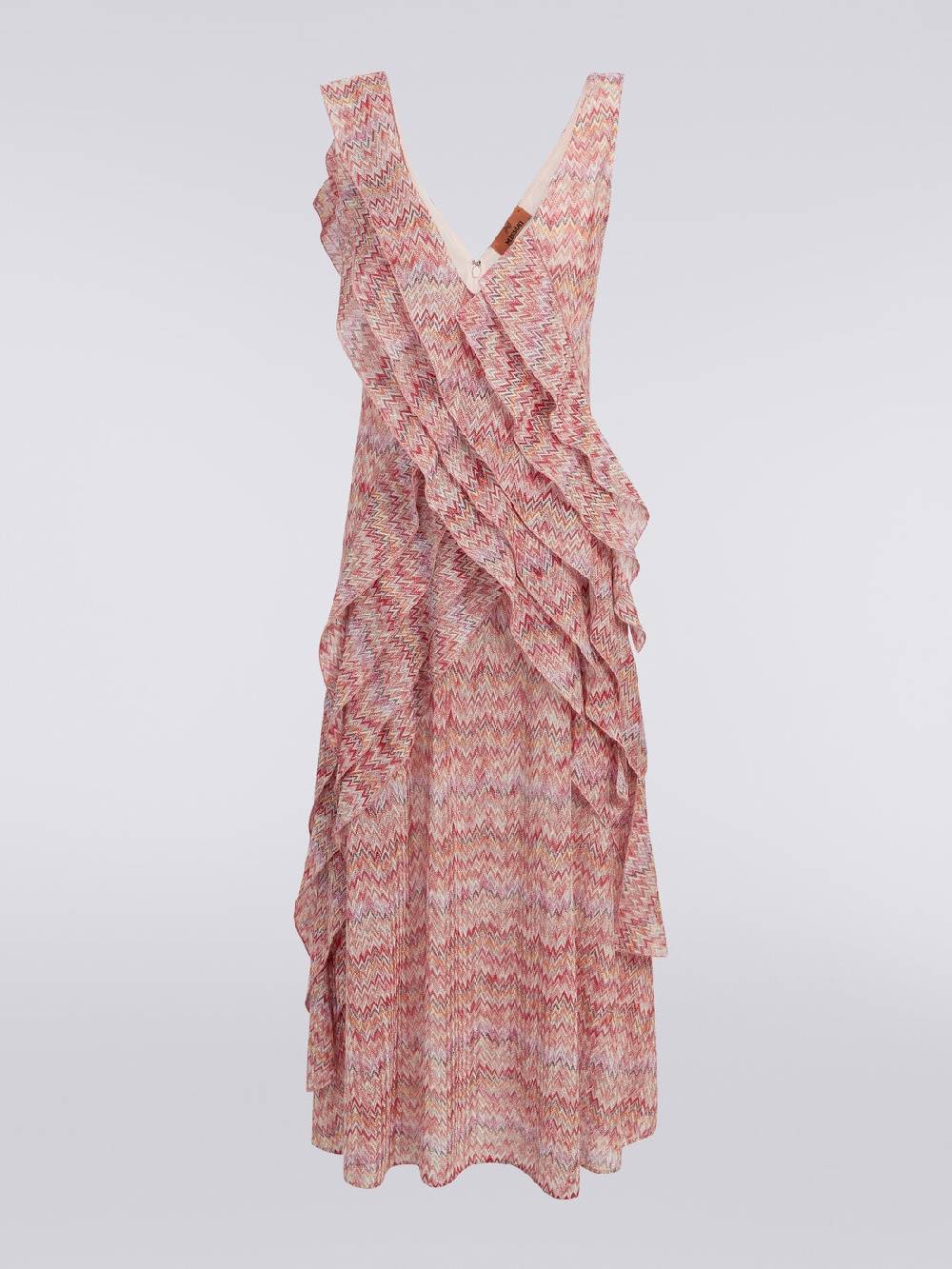 Missoni Abito midi motivo snake con balze e lurex Sottocosto