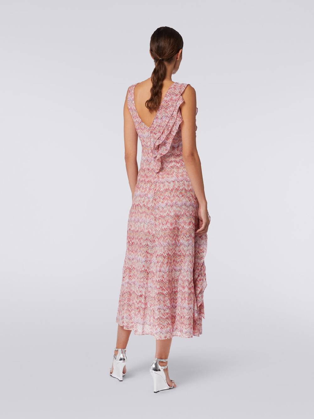 Missoni Abito midi motivo snake con balze e lurex Sottocosto