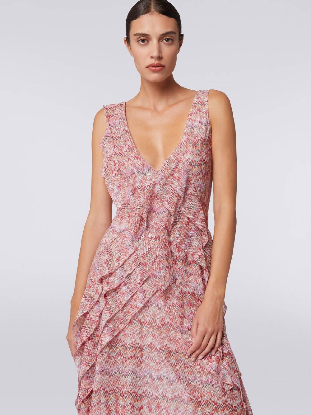 Missoni Abito midi motivo snake con balze e lurex Sottocosto