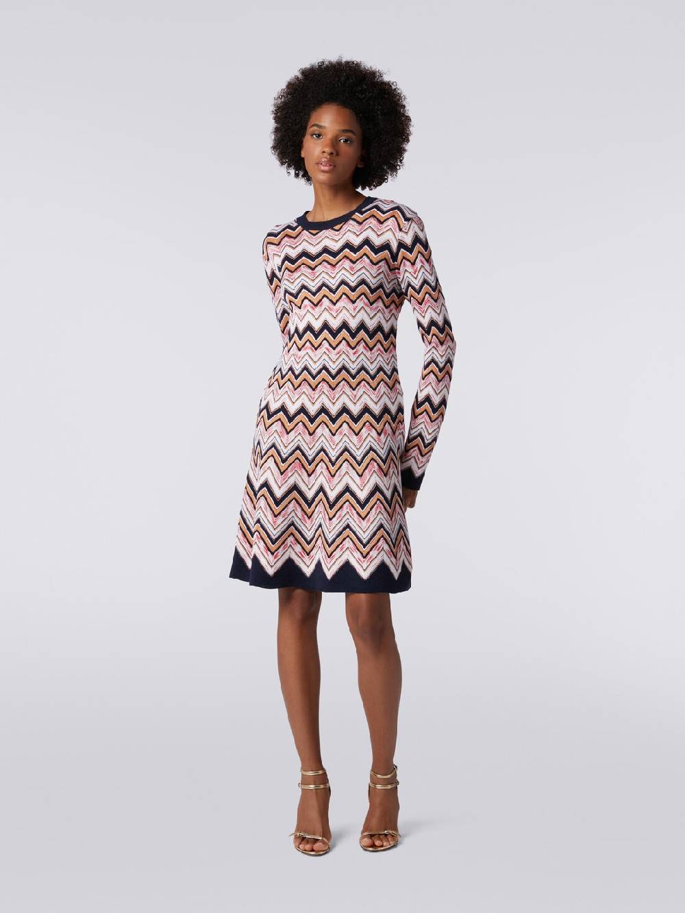 Missoni Abito girocollo a maniche lunghe in maglia zig zag Presa