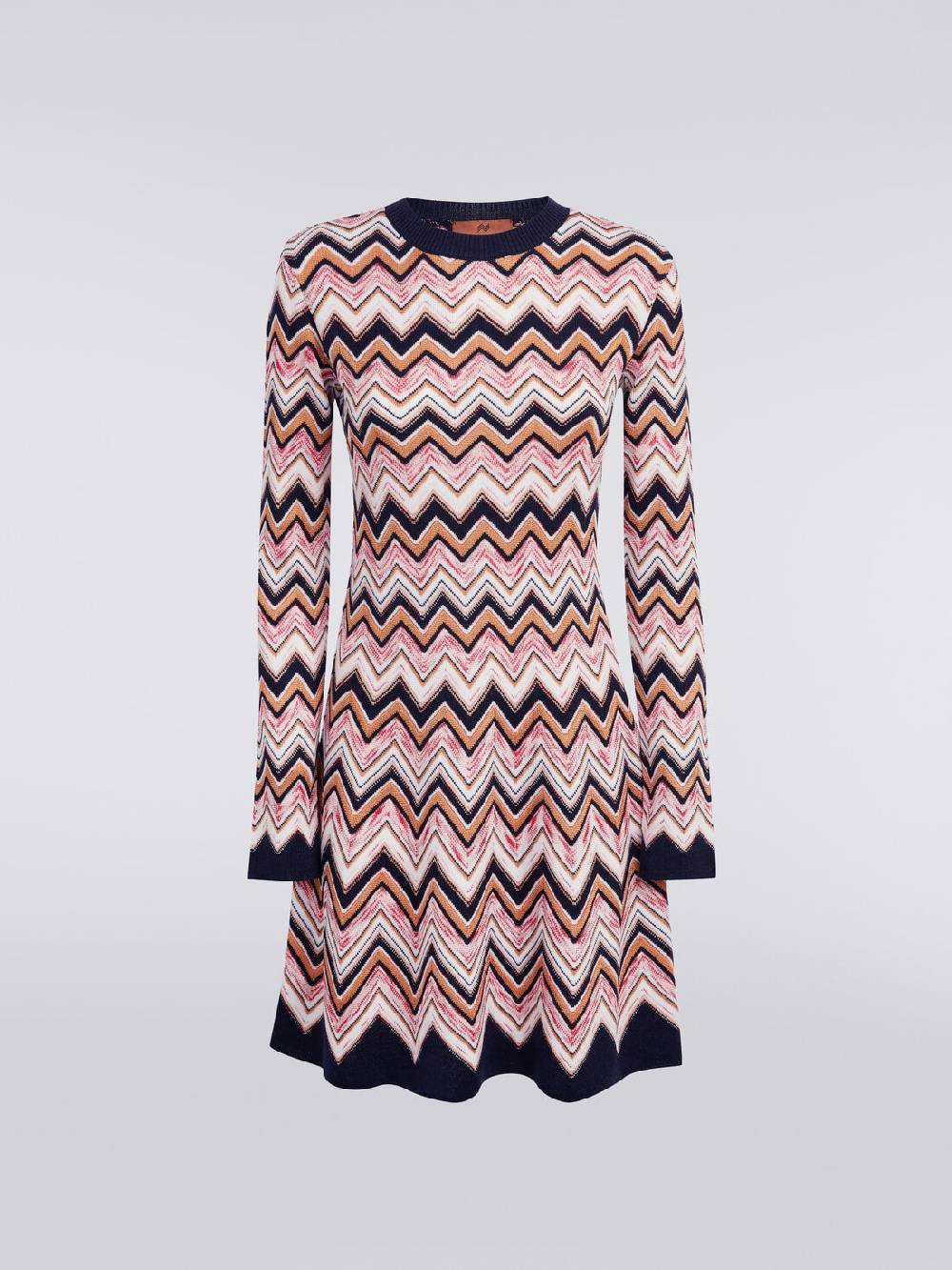 Missoni Abito girocollo a maniche lunghe in maglia zig zag Presa