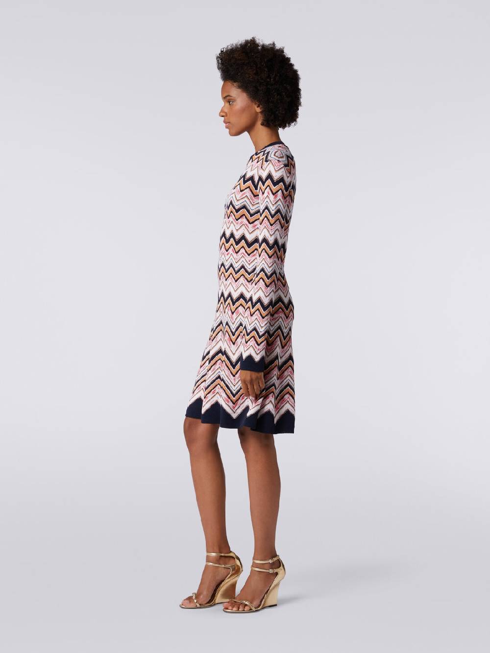 Missoni Abito girocollo a maniche lunghe in maglia zig zag Presa