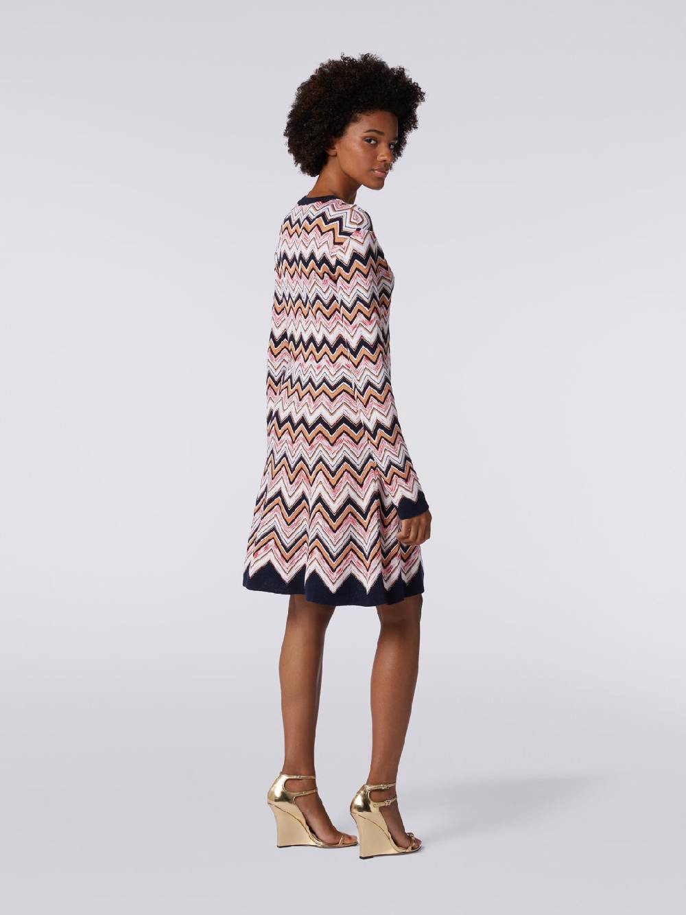 Missoni Abito girocollo a maniche lunghe in maglia zig zag Presa