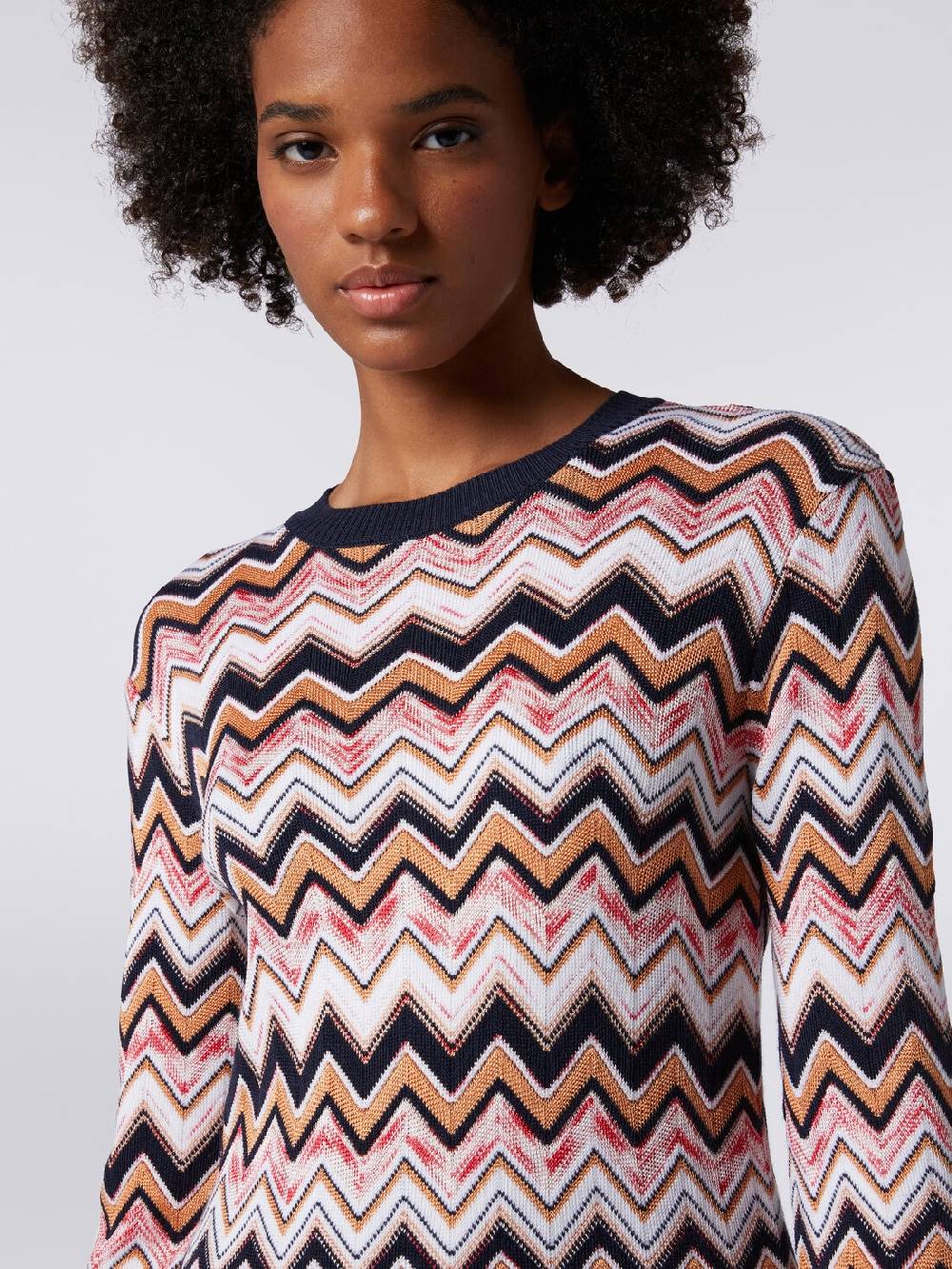 Missoni Abito girocollo a maniche lunghe in maglia zig zag Presa
