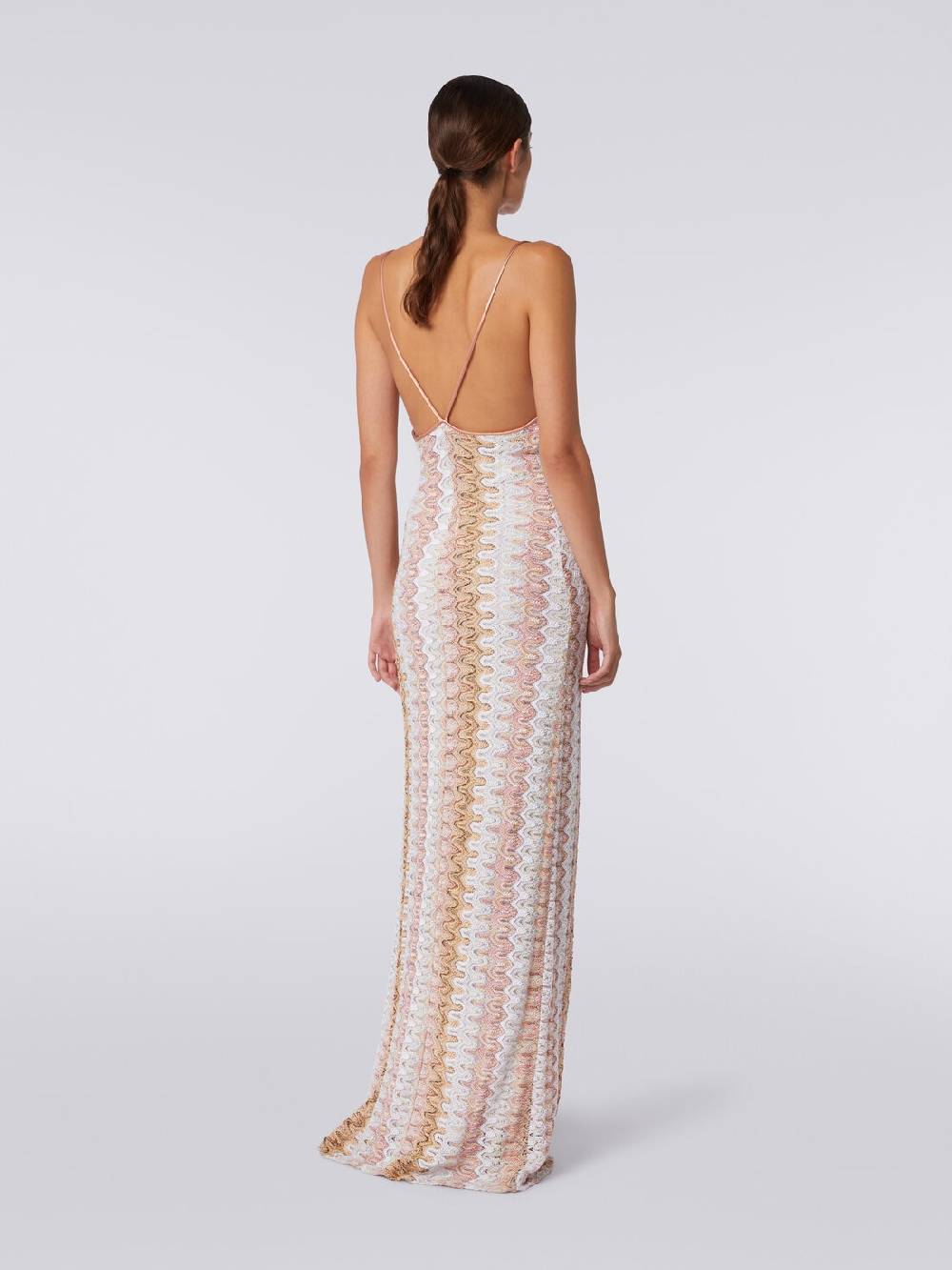 Missoni Abito lungo effetto pizzo con scollatura drappeggiata e spacco Economico