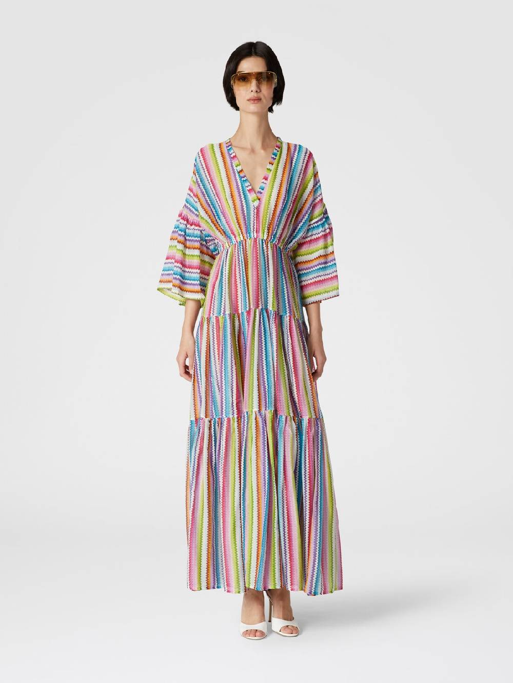 Missoni Abito copricostume lungo a balze stampa zig zag In Vendita
