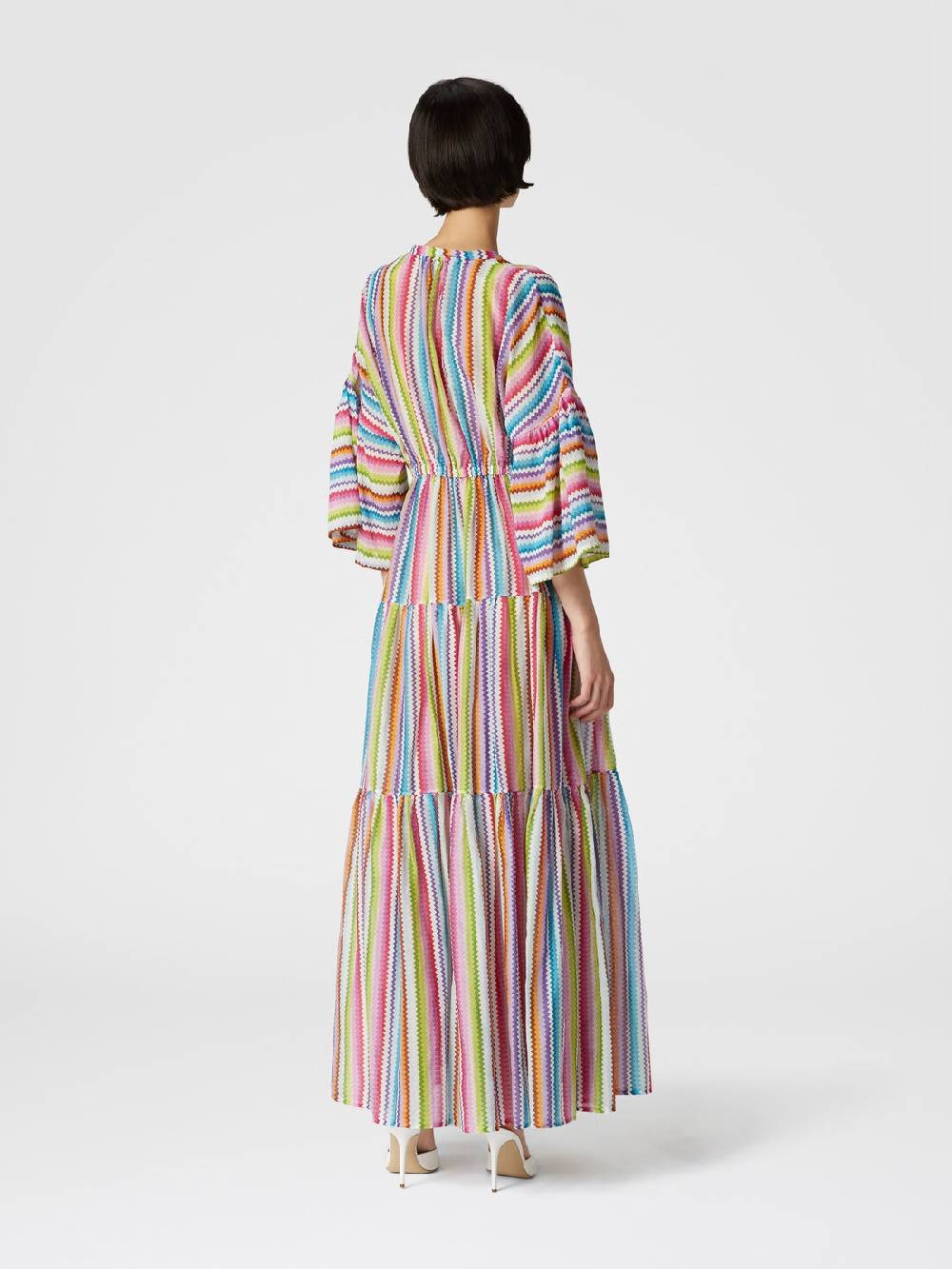 Missoni Abito copricostume lungo a balze stampa zig zag In Vendita