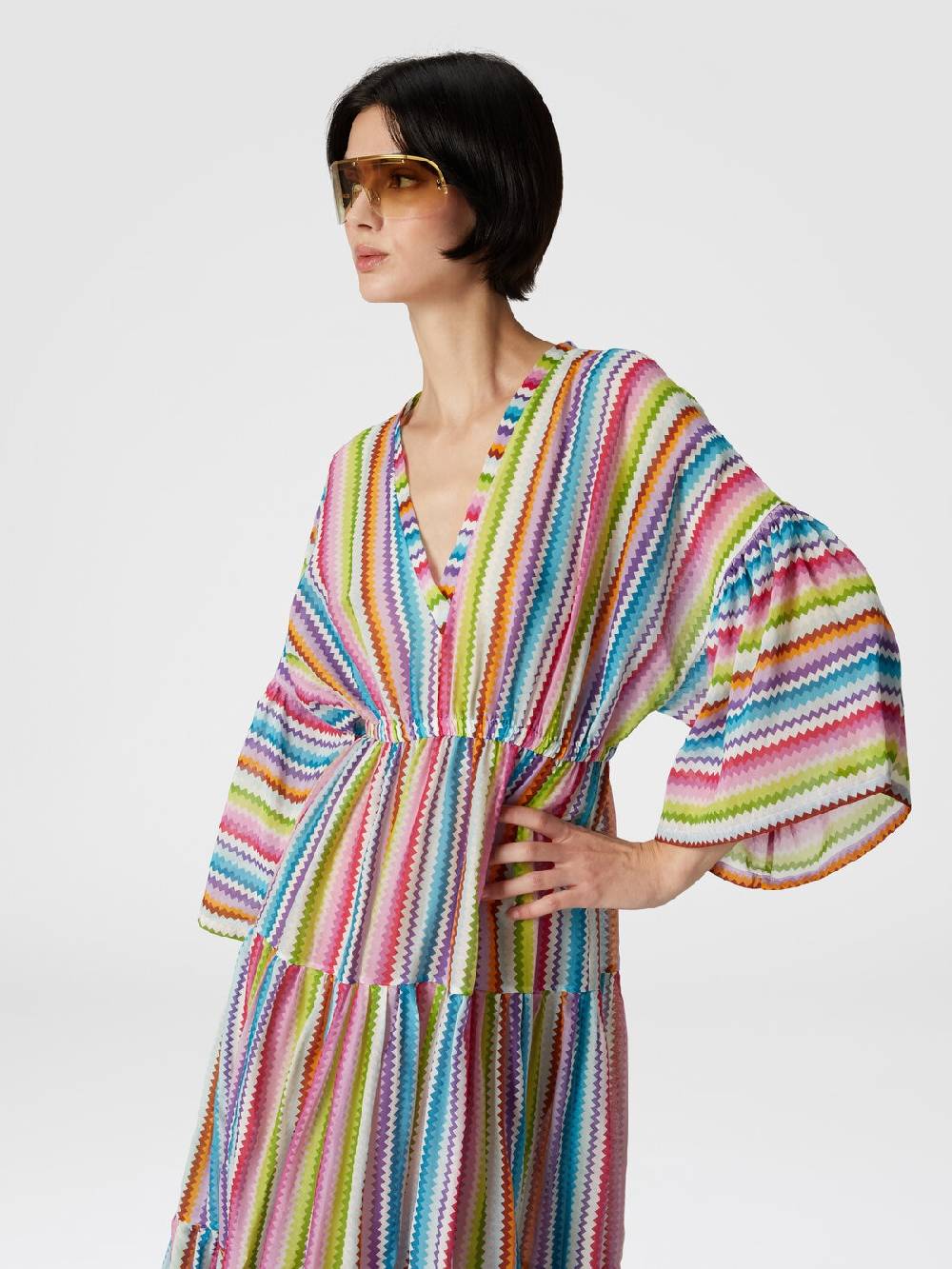 Missoni Abito copricostume lungo a balze stampa zig zag In Vendita