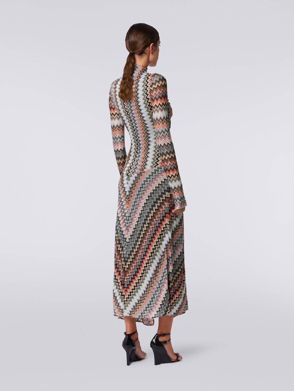 Missoni Abito lungo in cotone e viscosa zig zag con dettaglio cut-out e spacco Nuova