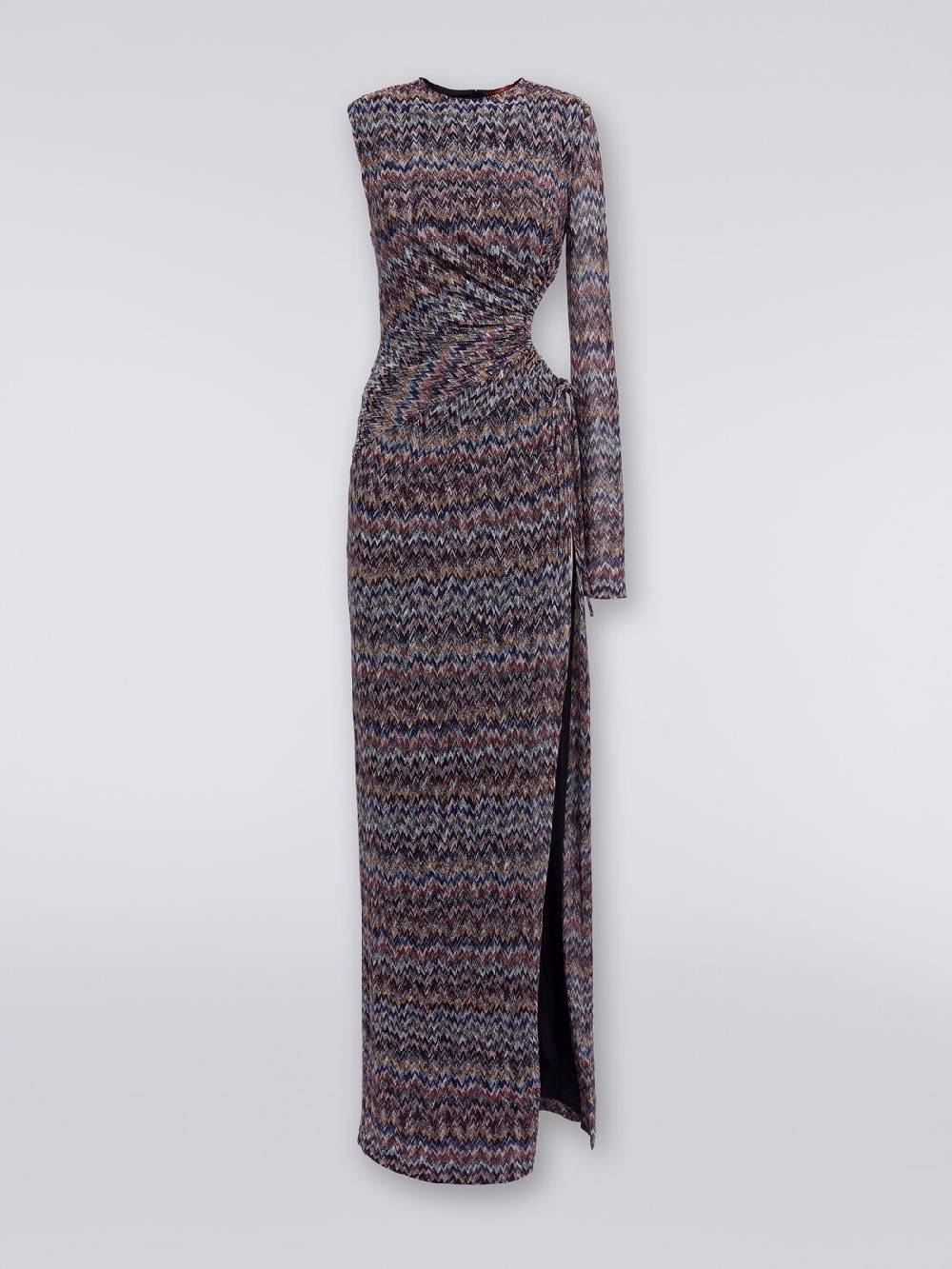 Missoni Abito lungo monospalla con dettaglio cut-out e spacco Italia