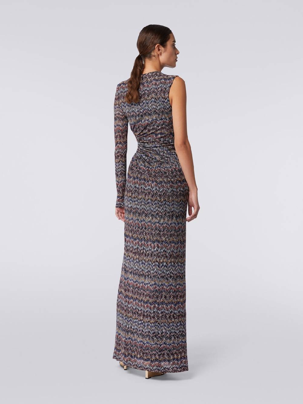Missoni Abito lungo monospalla con dettaglio cut-out e spacco Italia