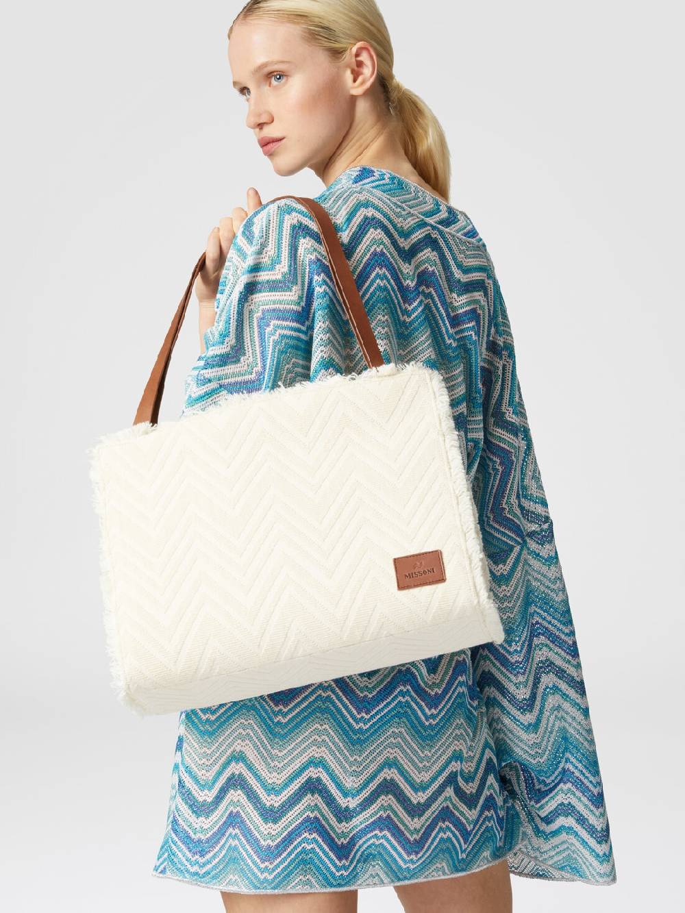Missoni Tote bag in misto cotone con motivo chevron In Linea