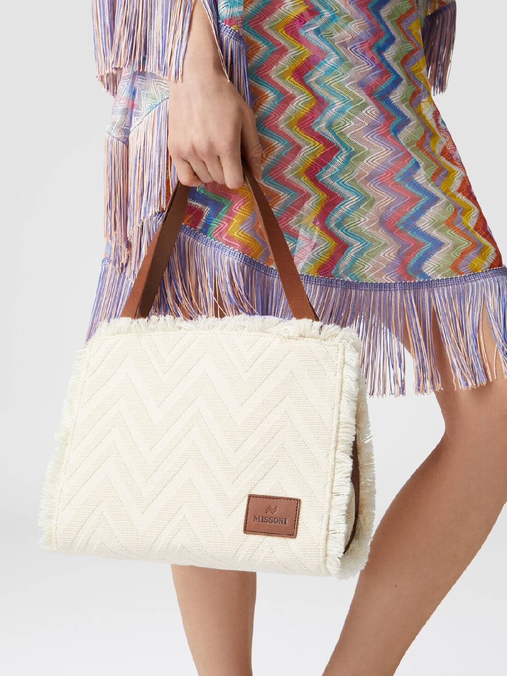 Missoni Tote bag in misto cotone chevron Nuovo