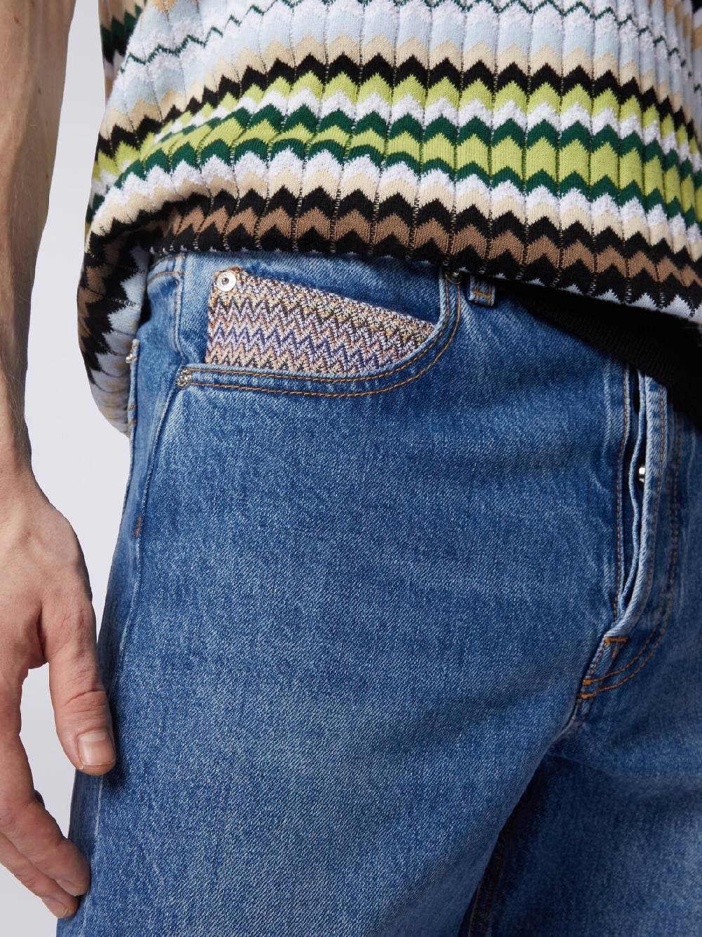 Missoni Cinque tasche in denim con inserto zig zag Affare Del Giorno