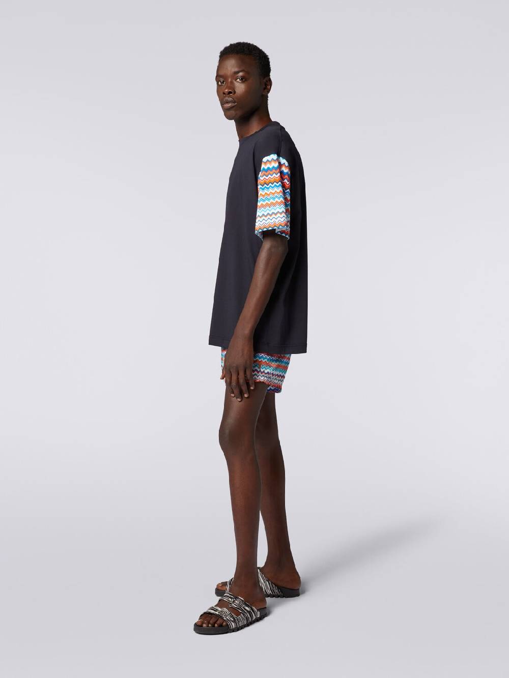 Missoni T-shirt oversize in cotone con inserti zig zag Prezzo Ridotto