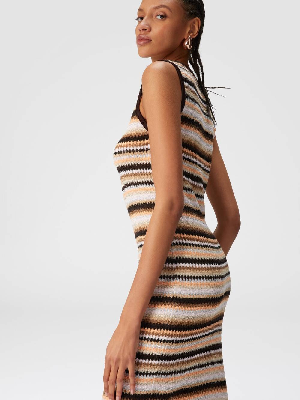 Missoni Abito midi senza maniche in lana e viscosa a righe Vendita