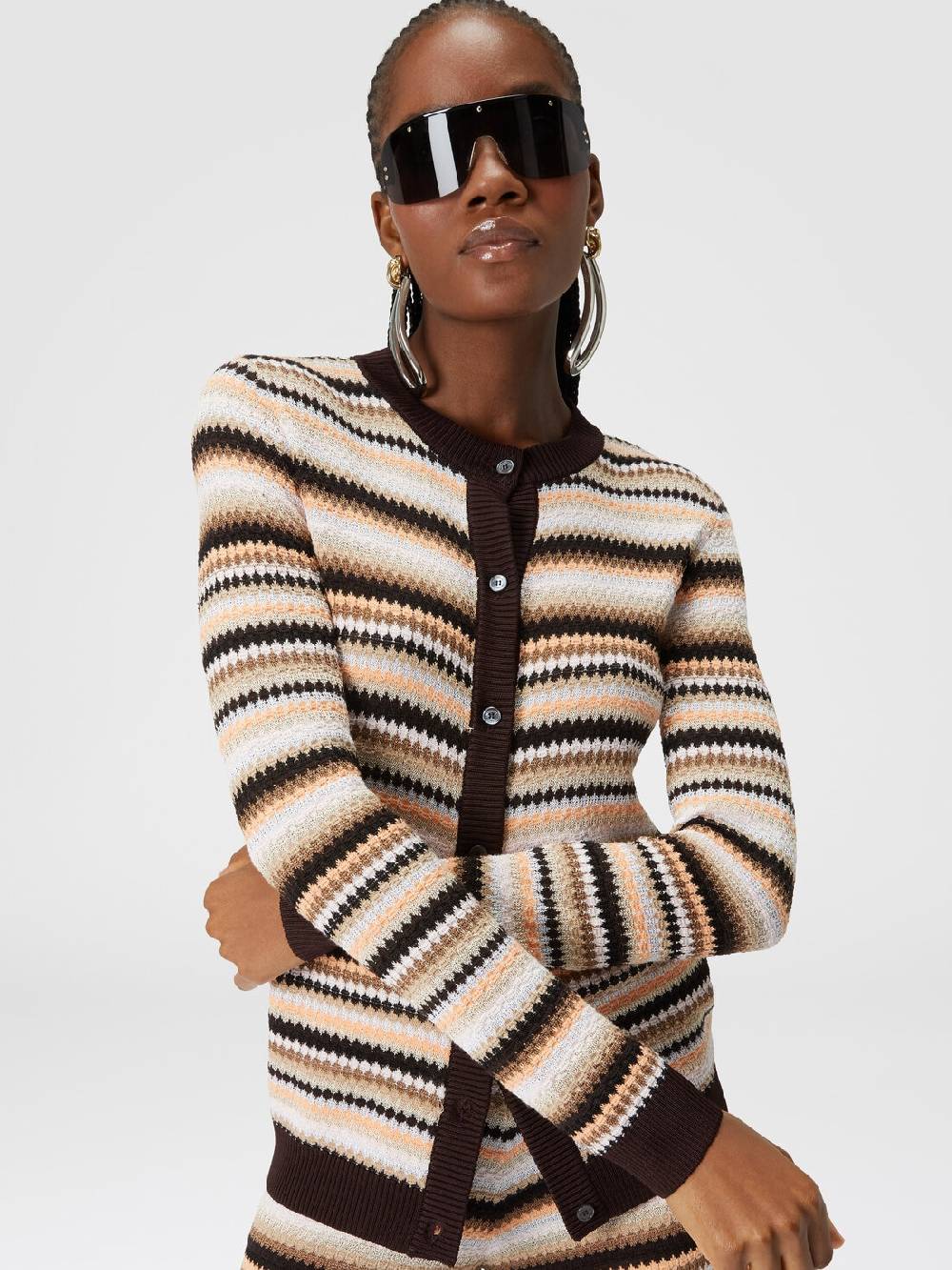 Missoni Cardigan in cotone e viscosa a righe con profili a contrasto Negozio