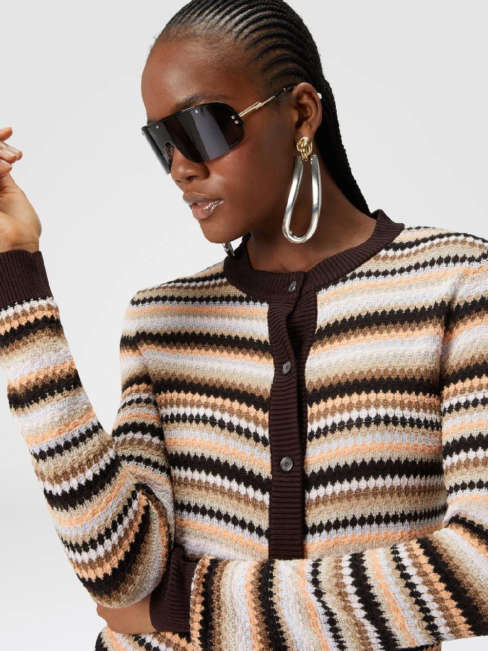 Missoni Cardigan in cotone e viscosa a righe con profili a contrasto Negozio
