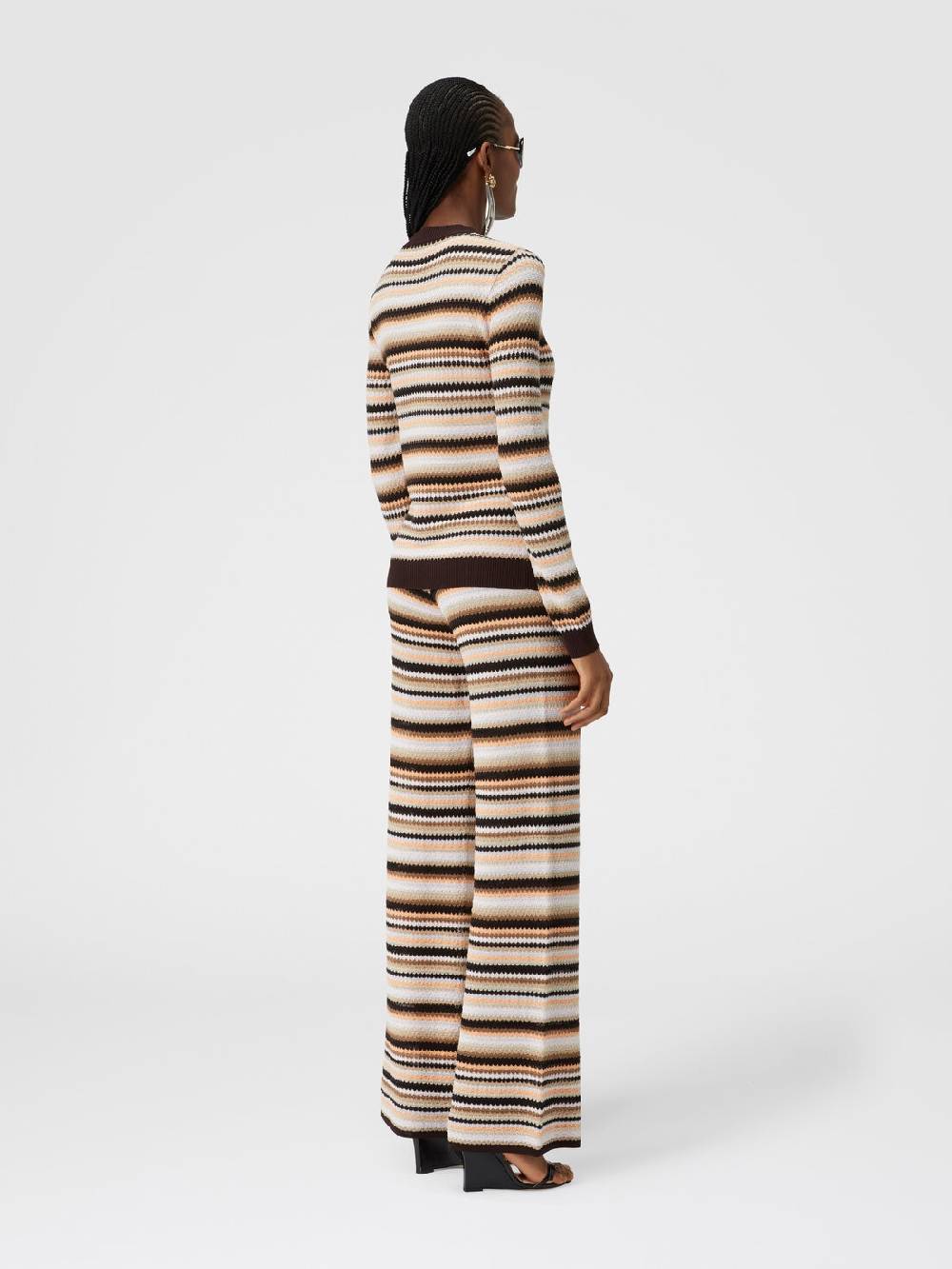 Missoni Pantaloni dritti in maglia rigata di cotone e viscosa In Saldo