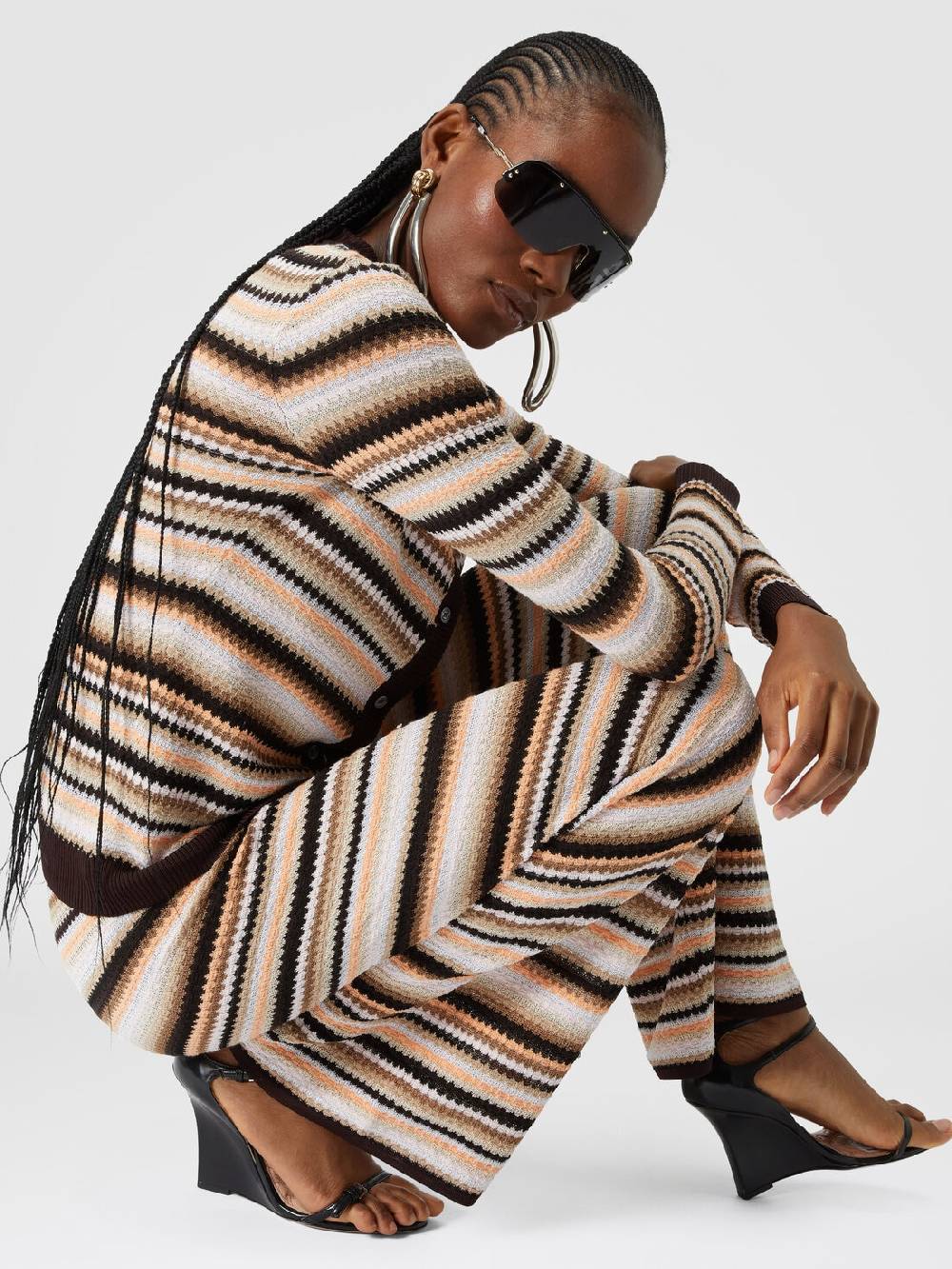 Missoni Pantaloni dritti in maglia rigata di cotone e viscosa In Saldo