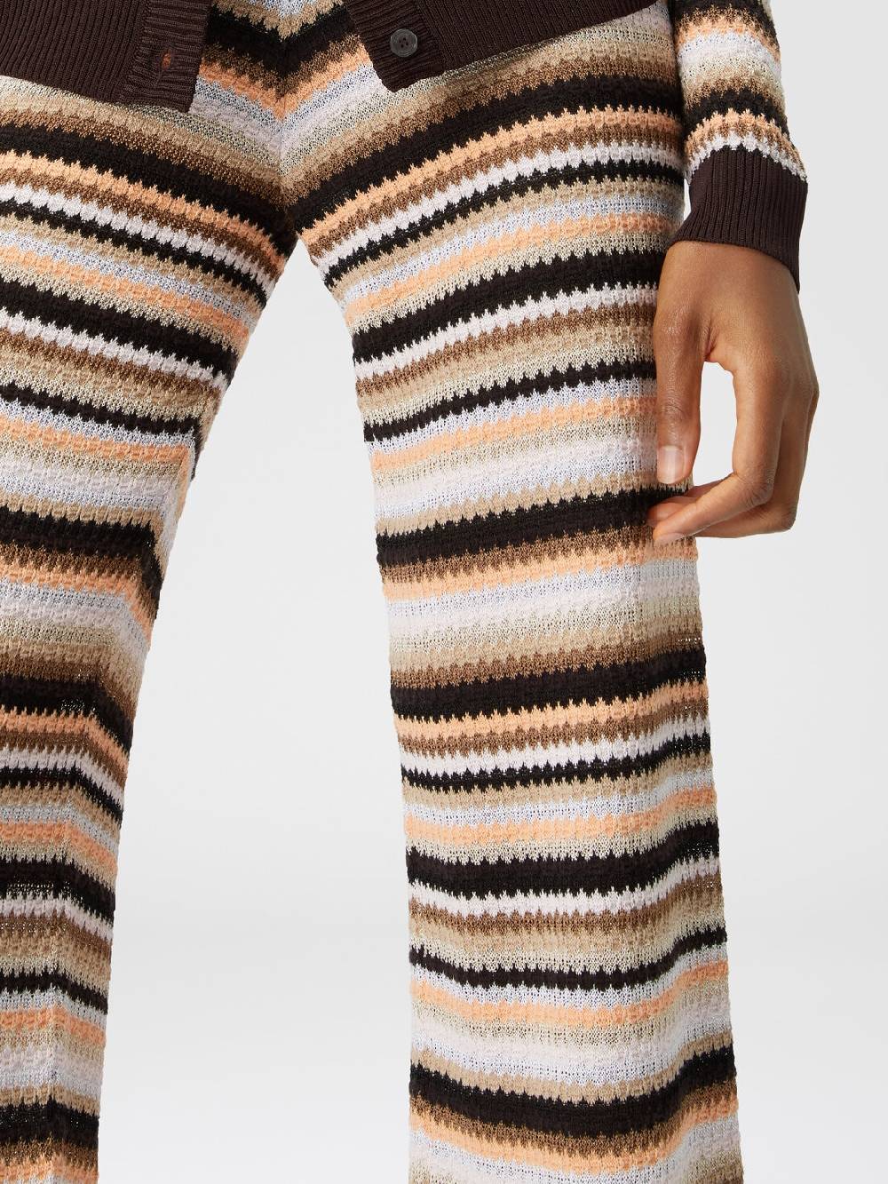 Missoni Pantaloni dritti in maglia rigata di cotone e viscosa In Saldo