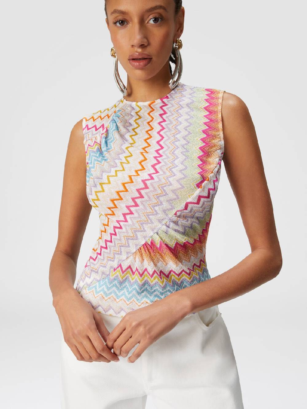 Missoni Top in viscosa zig zag lamé con arricciature Moda