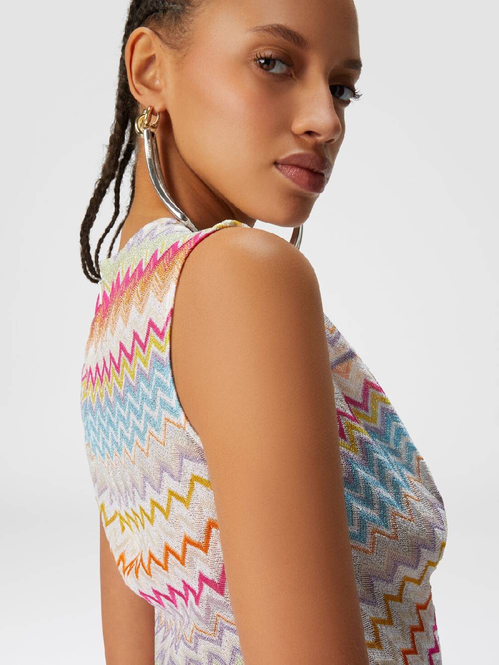 Missoni Top in viscosa zig zag lamé con arricciature Moda