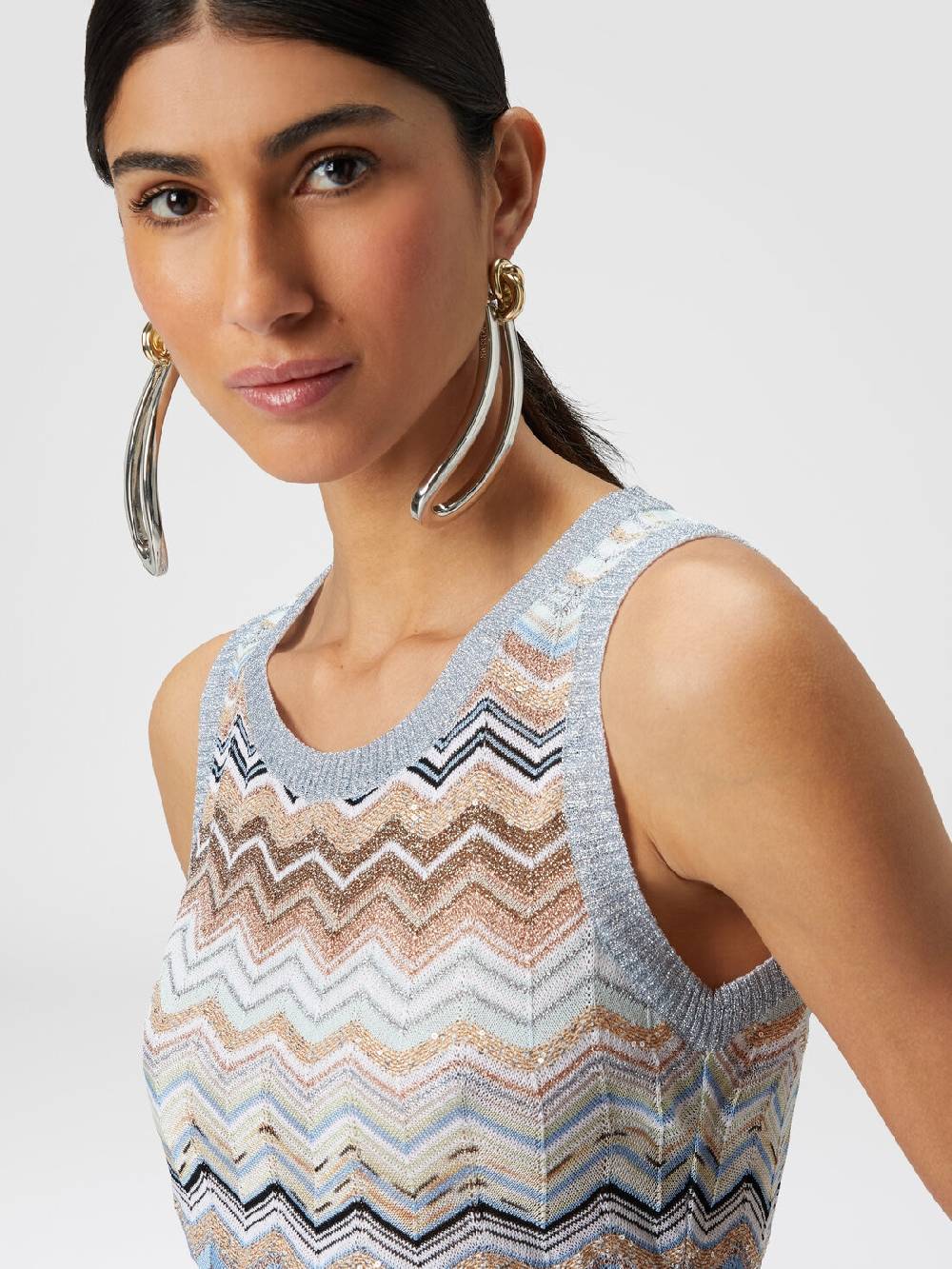 Missoni Top in maglia chevron lamé con paillettes 2025