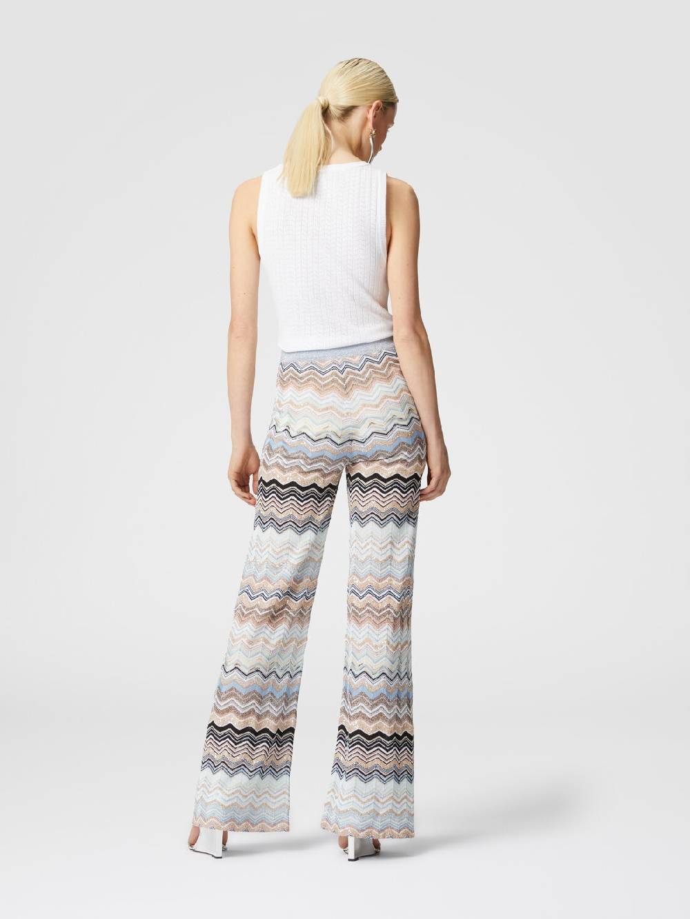 Missoni Pantaloni in maglia chevron lamé con paillettes In Linea