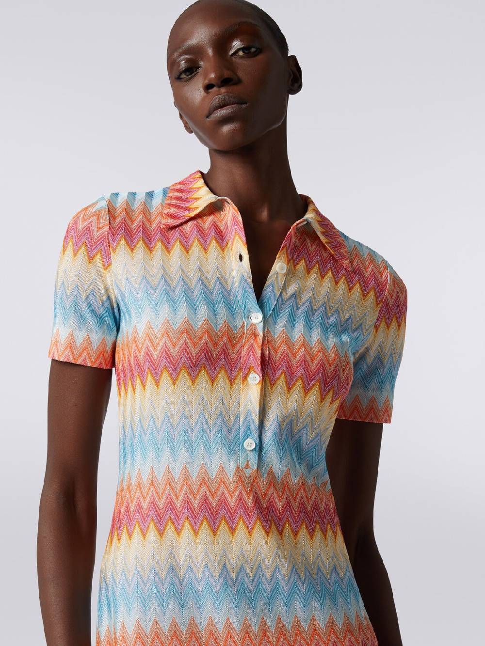 Missoni Mini-abito modello polo in viscosa zig zag Qualità