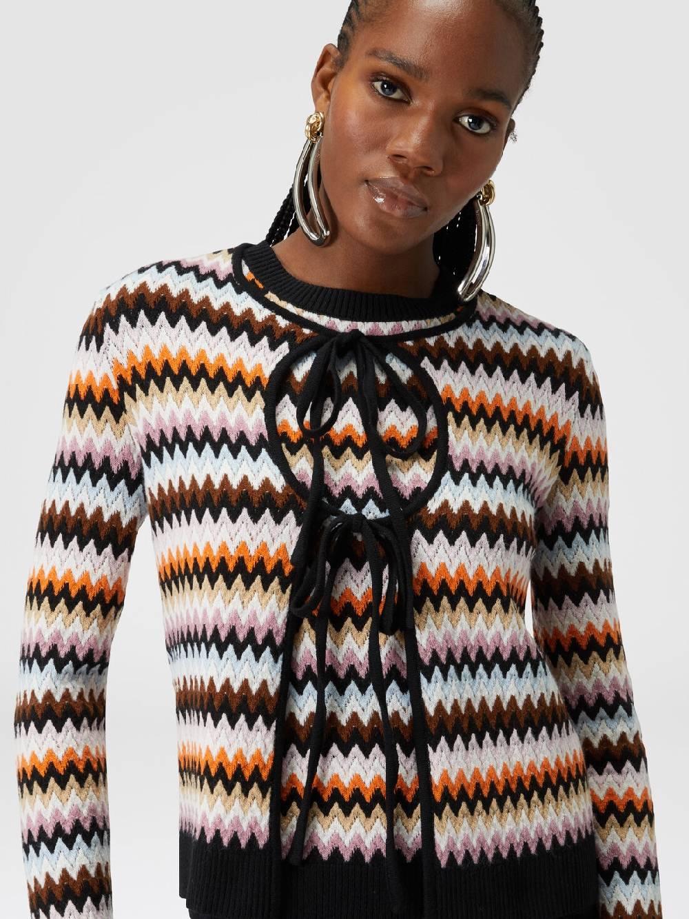 Missoni Cardigan in lana zig zag con profili a contrasto Vendita