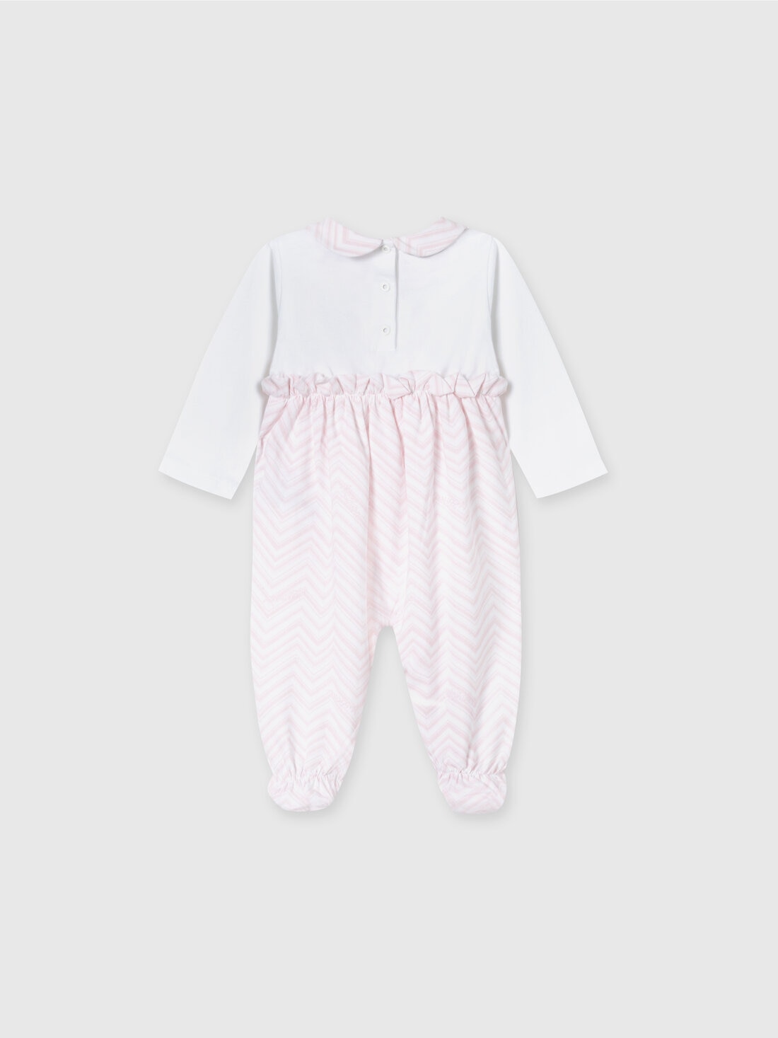 Missoni Set tre pezzi con tutina, zuccotto e bavaglino in cotone con inserti zig zag Promozione