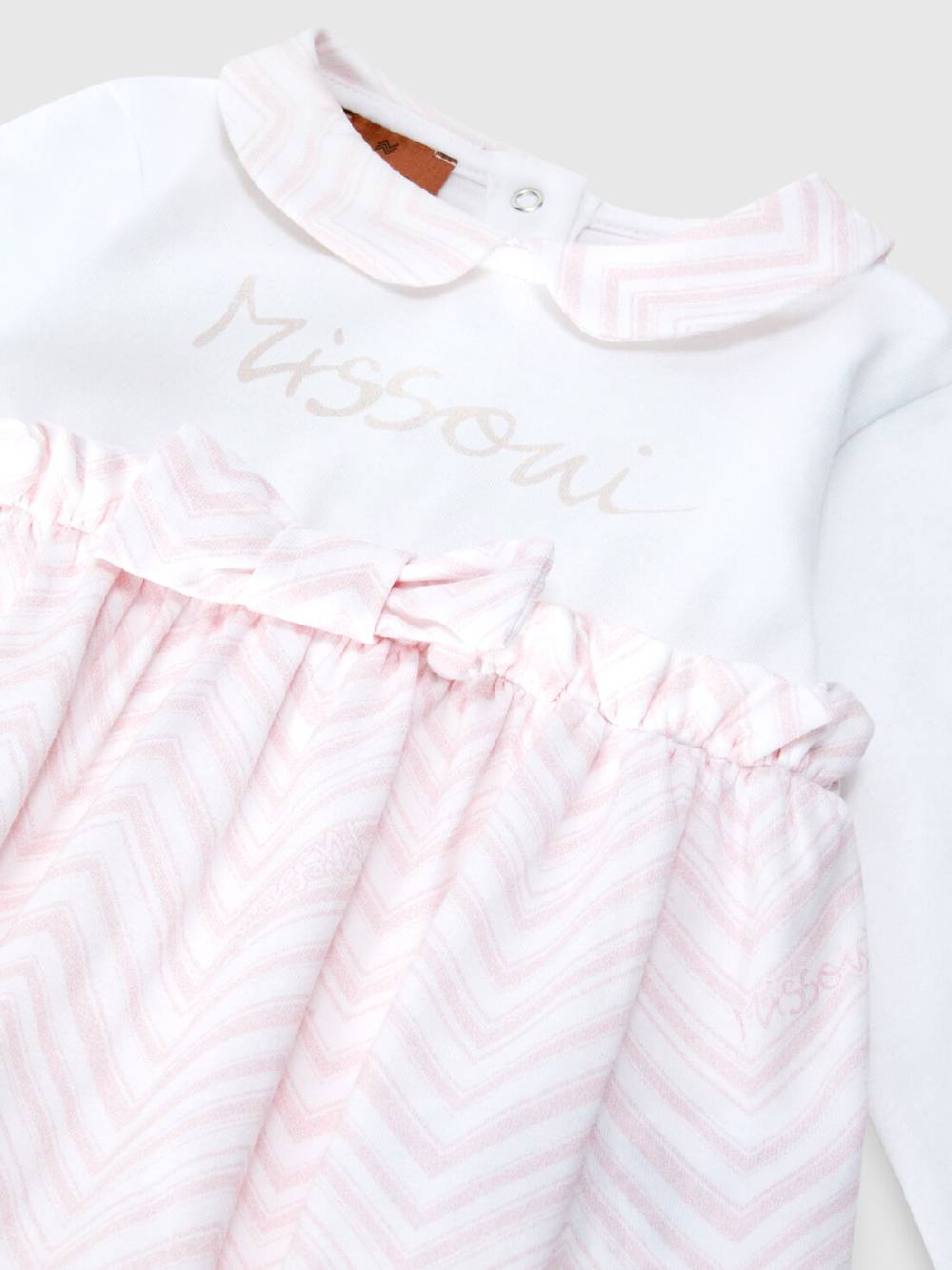 Missoni Set tre pezzi con tutina, zuccotto e bavaglino in cotone con inserti zig zag Promozione