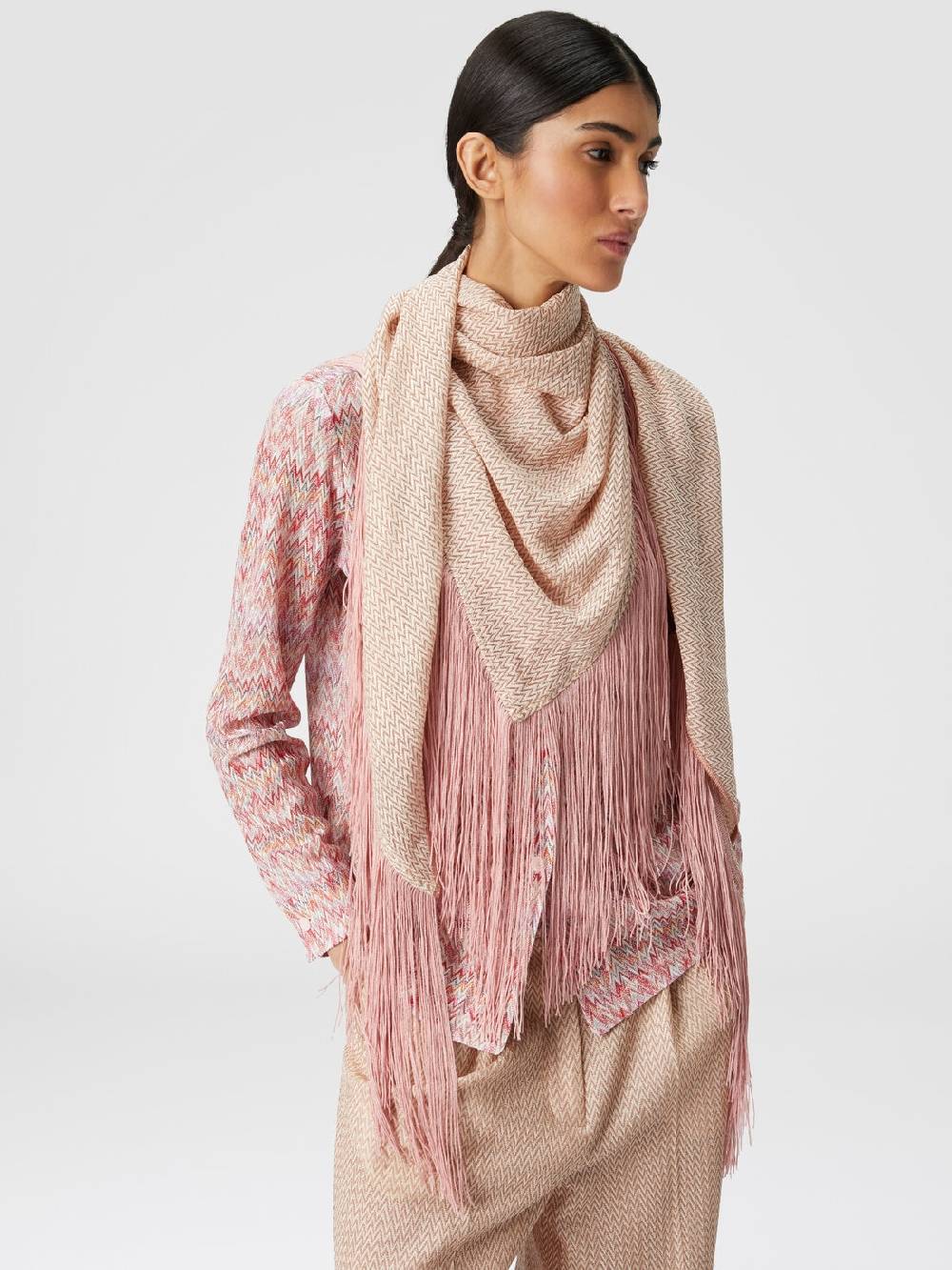 Missoni Scialle in viscosa lamé chevron con frange Economico