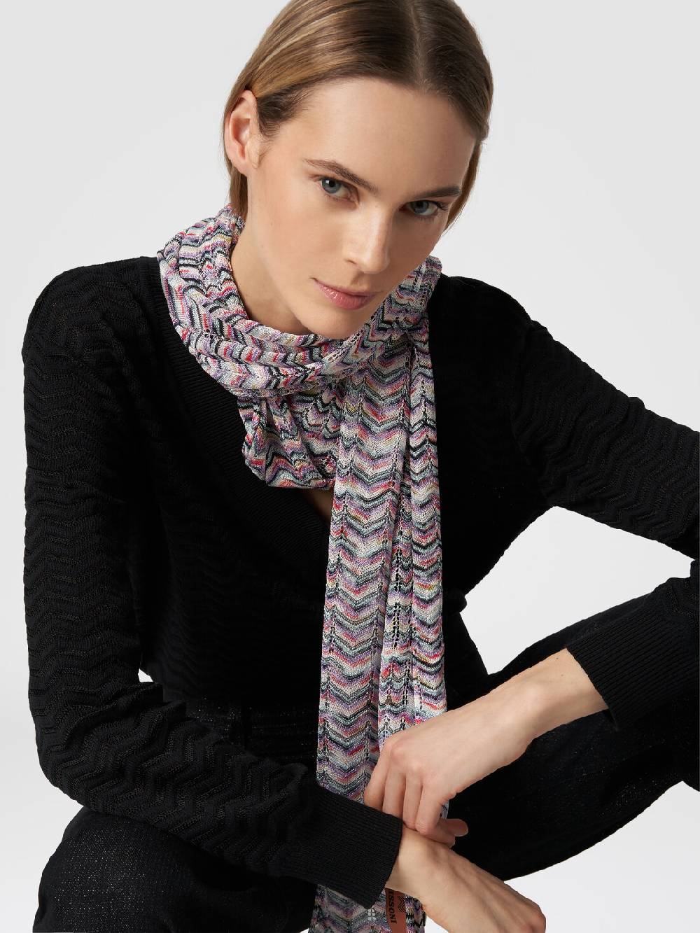 Missoni Sciarpa in viscosa e cotone zig zag Fornitura limitata